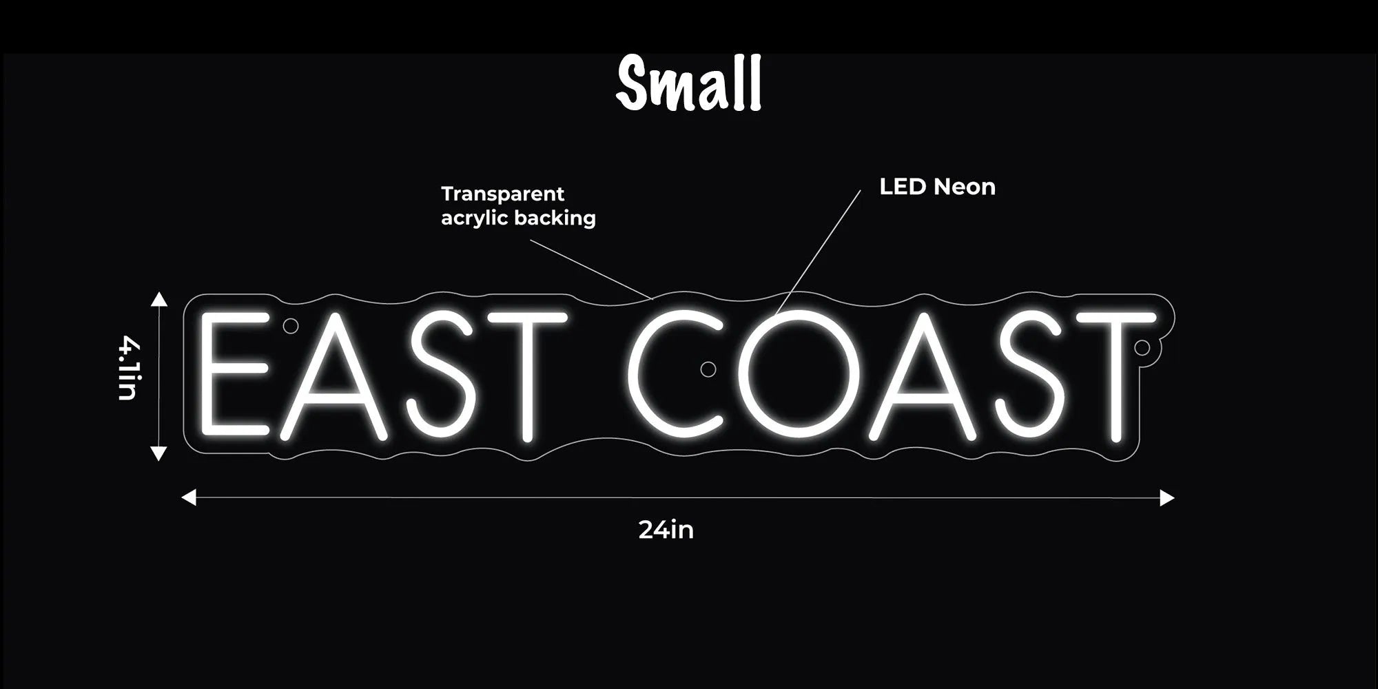 EAST COAST LED Neon Sign w/ Dimmer Neon Signs
