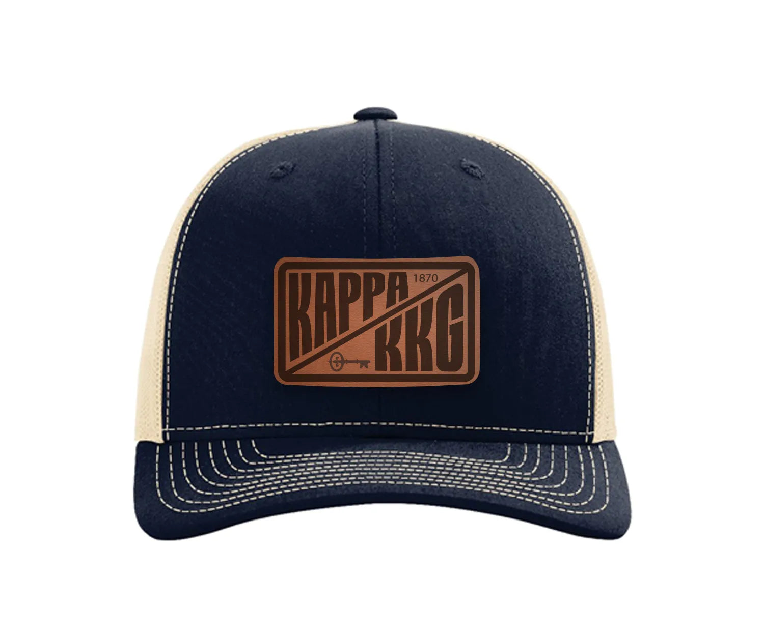 Kappa Kappa GammaRichardson 112 Leatherette Patch Trucker Hat - Divide Navy Khaki Trucker Hat