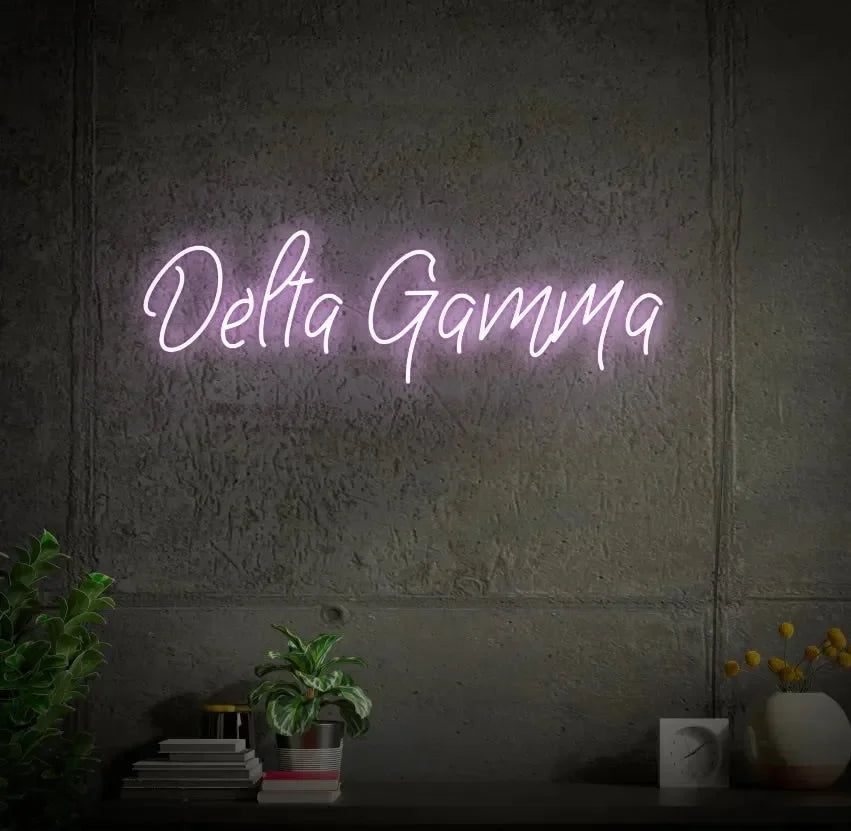 Delta Sign Script Delta Gamma LED Neon Script Sign w/ Dimmer | DG Dorm Wall Art | Gifts ...