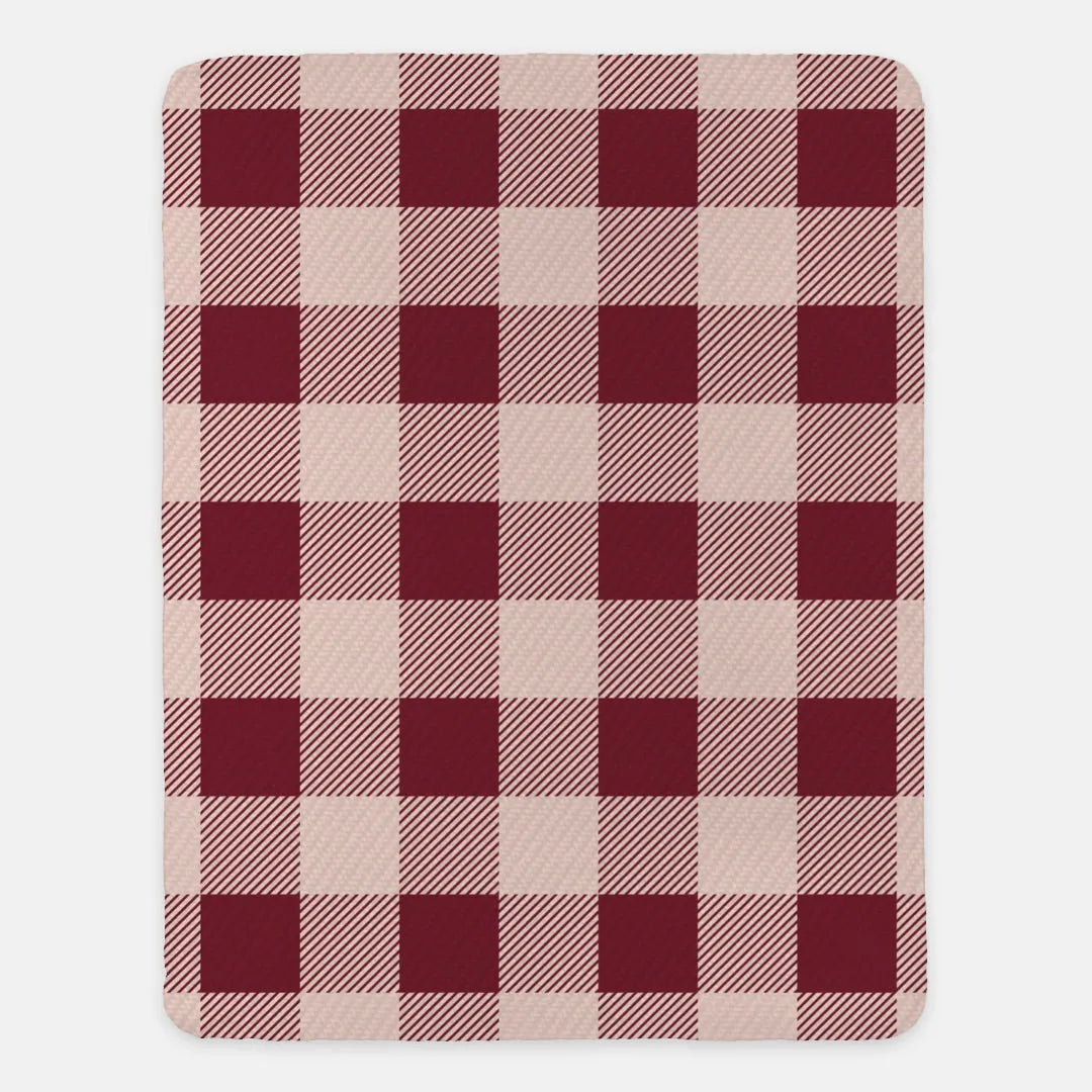 Cranberry Check XL 60x80 Sherpa Throw Blanket Throw Blankets