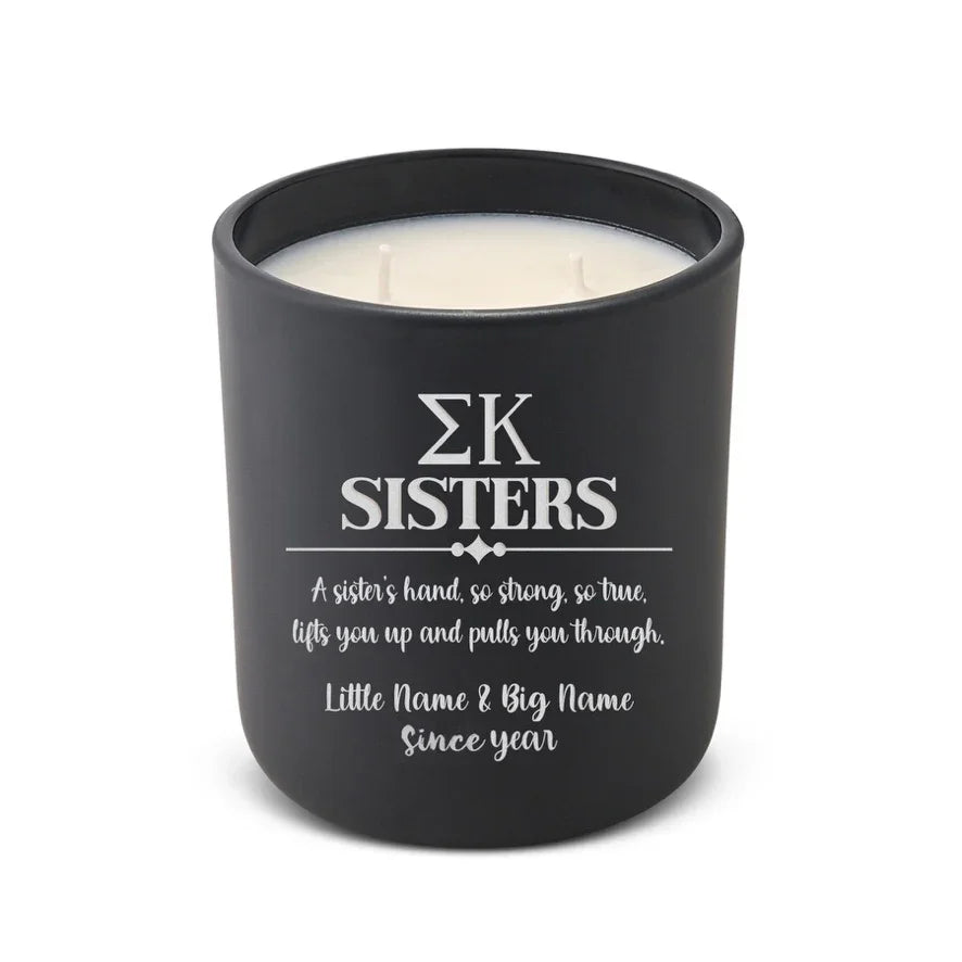 Personalized Sigma Kappa Laser Engraved Candle 12 oz. Sisters