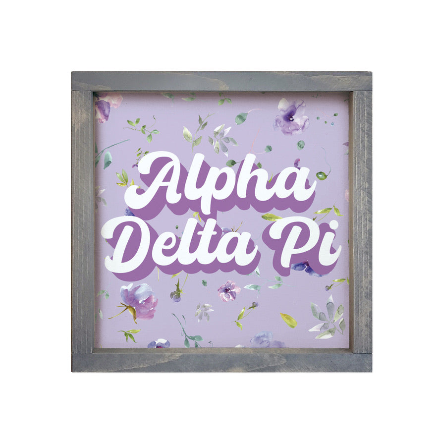 Alpha Delta Pi 12x12 Wood Framed Sign - Retro | Custom ADPi Wall Art