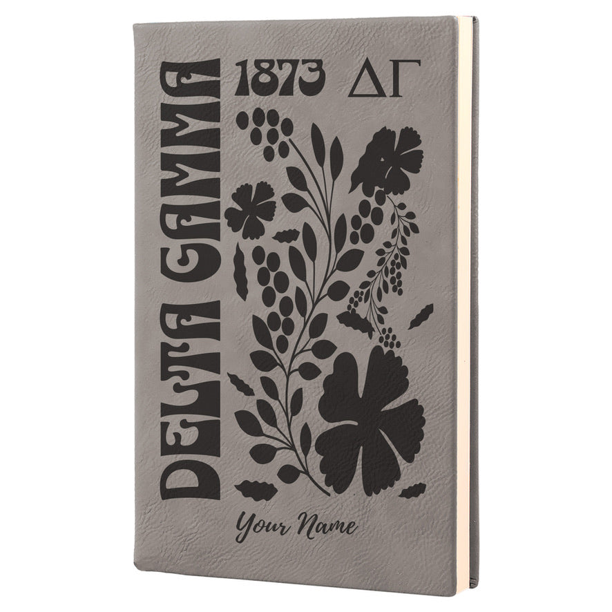 Delta Gamma Personalized Leatherette Notebook - Retro Floral | DG