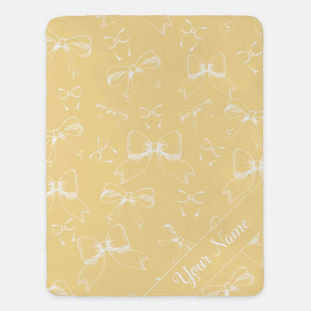 Bows XL 60x80 Sherpa Blanket Yellow Personalized Throw Blankets