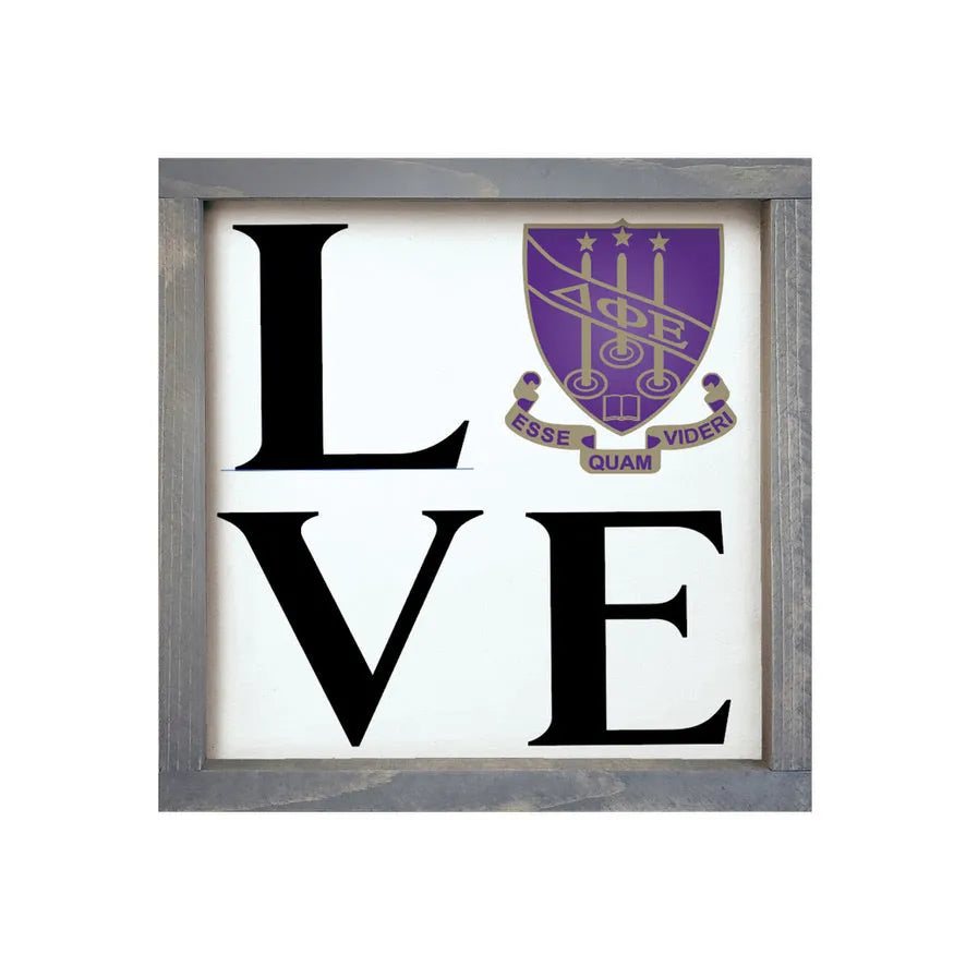 Delta Phi Epsilon 12x12 "LOVE" Wood Framed Sign Weathered Gray Wall Art & Signs
