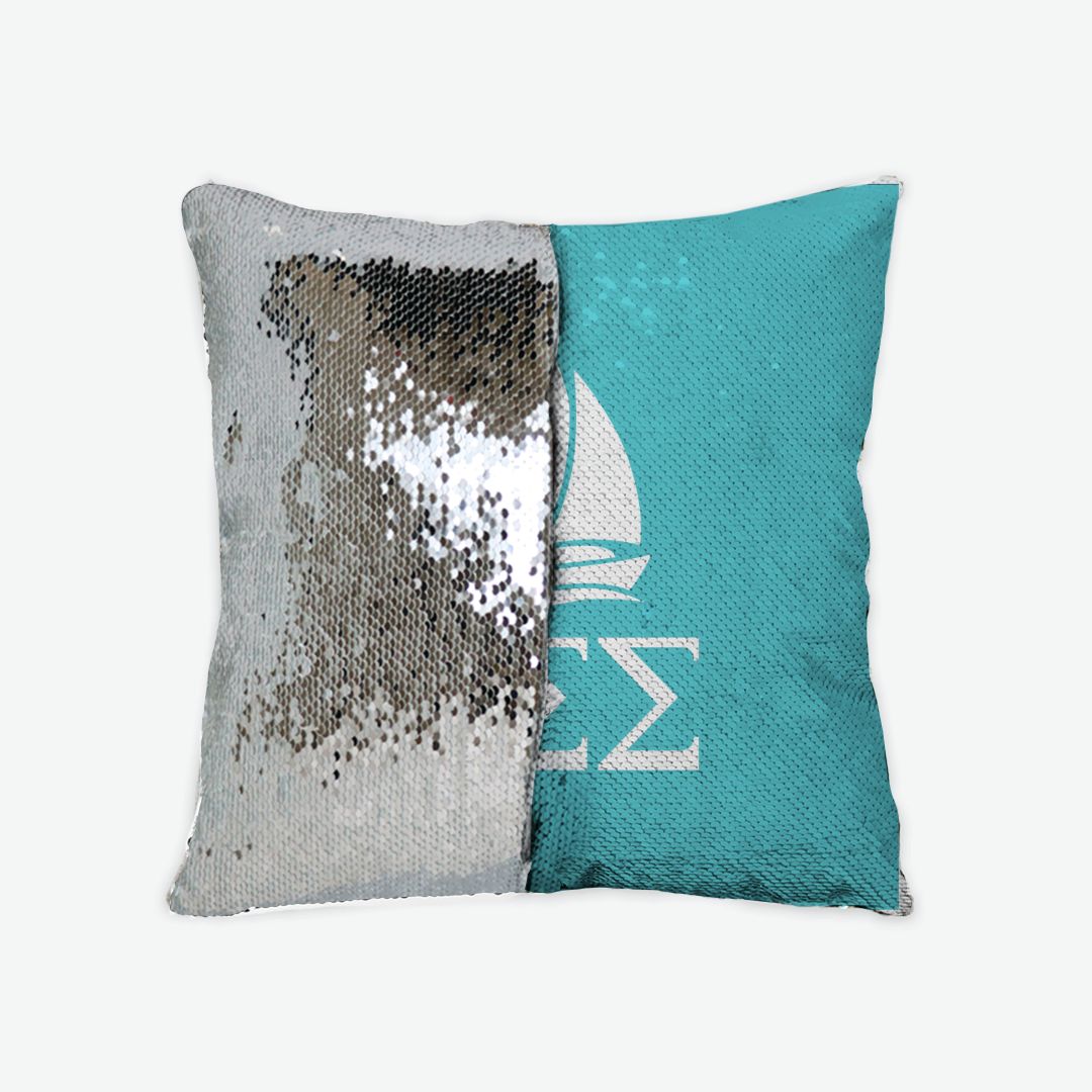 Tri Sigma Sequin Pillow Cover - Greek Letters