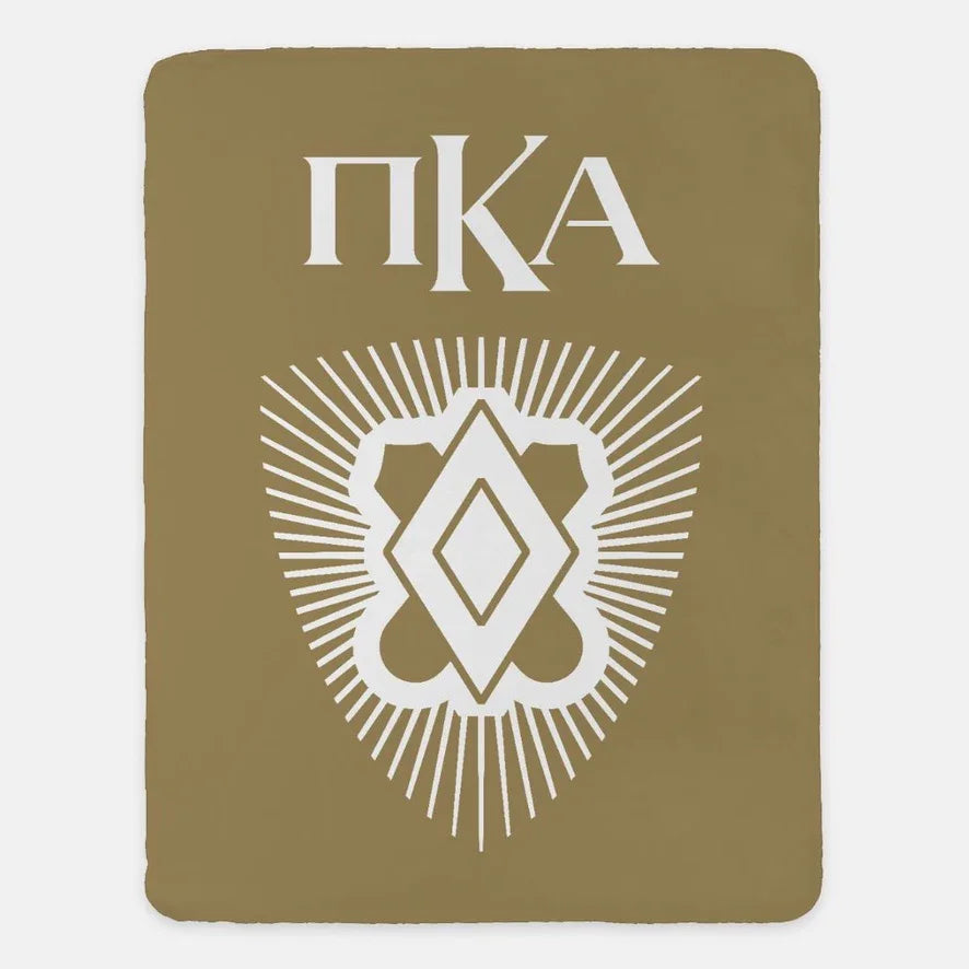 Pi Kappa Alpha XL 60x80 Sherpa Throw Blanket - PIKE Symbol Gold Throw Blankets