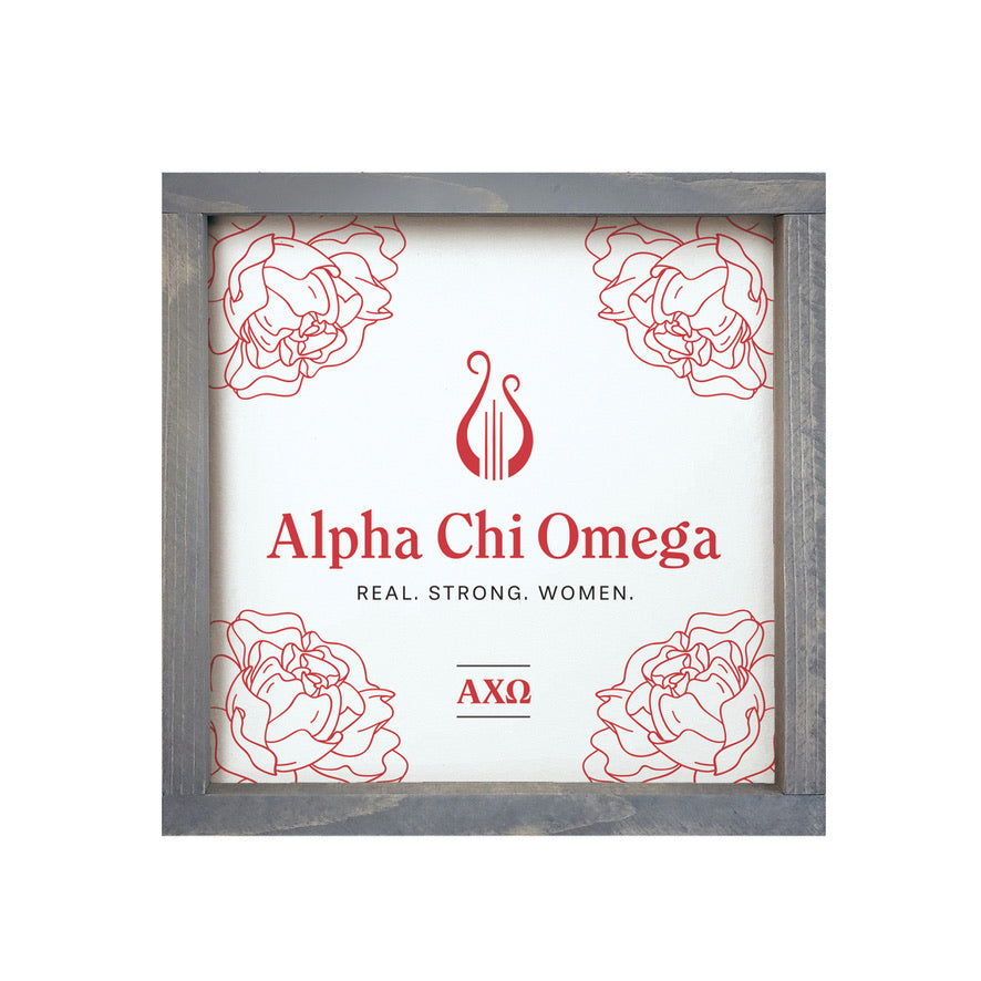 Alpha Chi Omega 12x12 Wood Framed Sign | Custom AXO Wall Art | Gifts