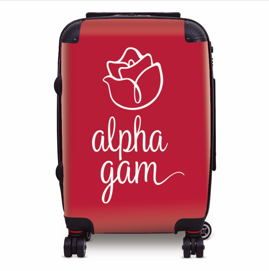 Alpha Gam 20" Carry-on Suitcase Luggage -Rose Icon | AGD Travel Gifts