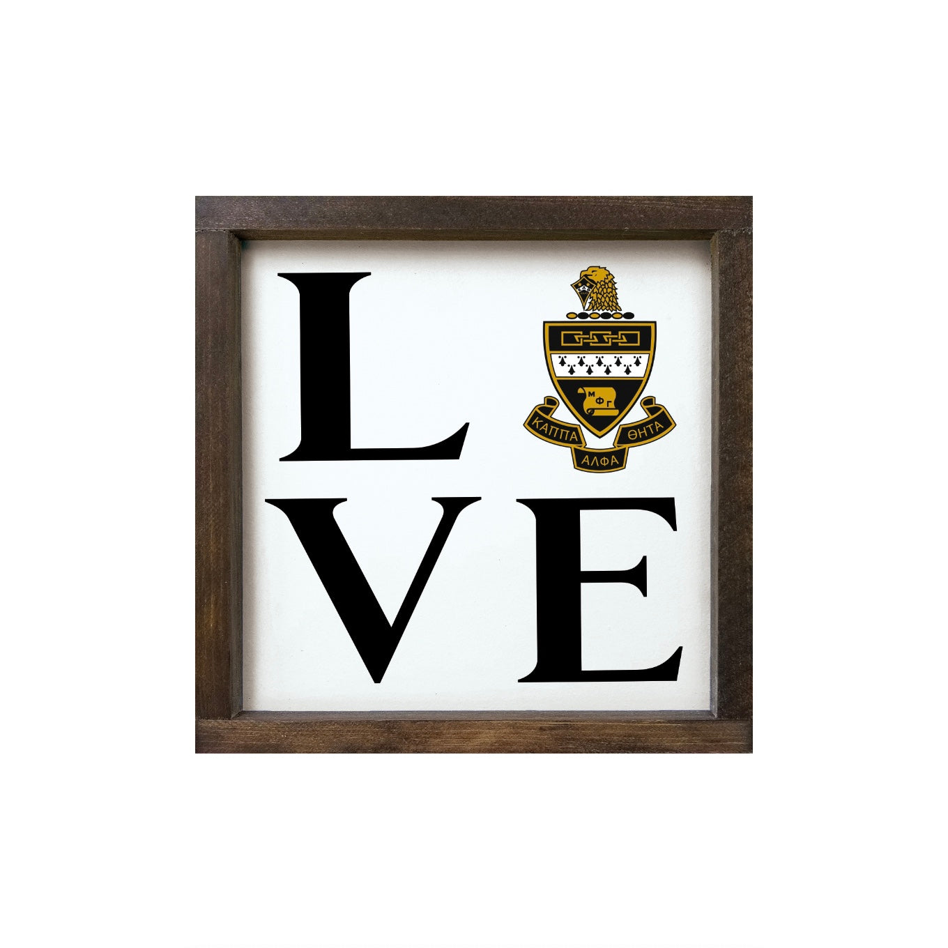 Kappa Alpha Theta 12x12 Wood Framed Sign - LOVE Coat of Arms | Gifts