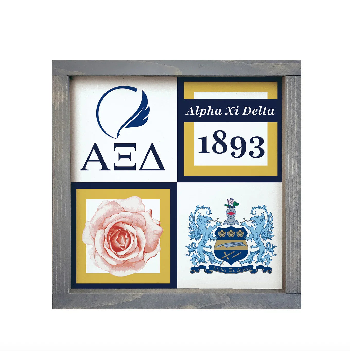 Alpha Xi Delta Sign Classic Colorblock  - 12"x12" | AXiD Gift Shop