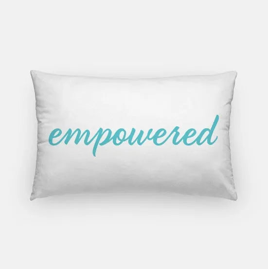 Tri Sigma Empowered Lumbar Throw Pillow Cover White Sea Blue Pillow Covers