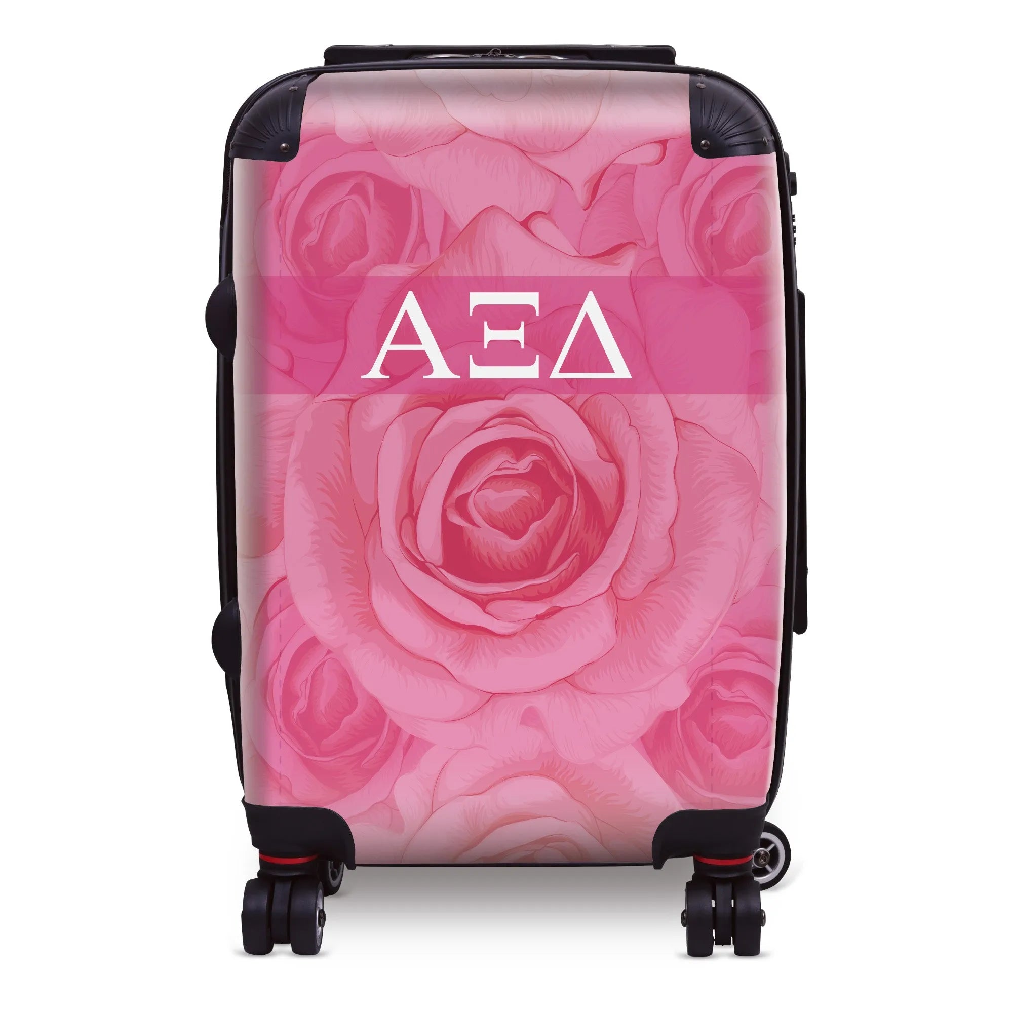 Alpha Xi Delta 20" Carry-on Suitcase Luggage - Pink Rose Pattern