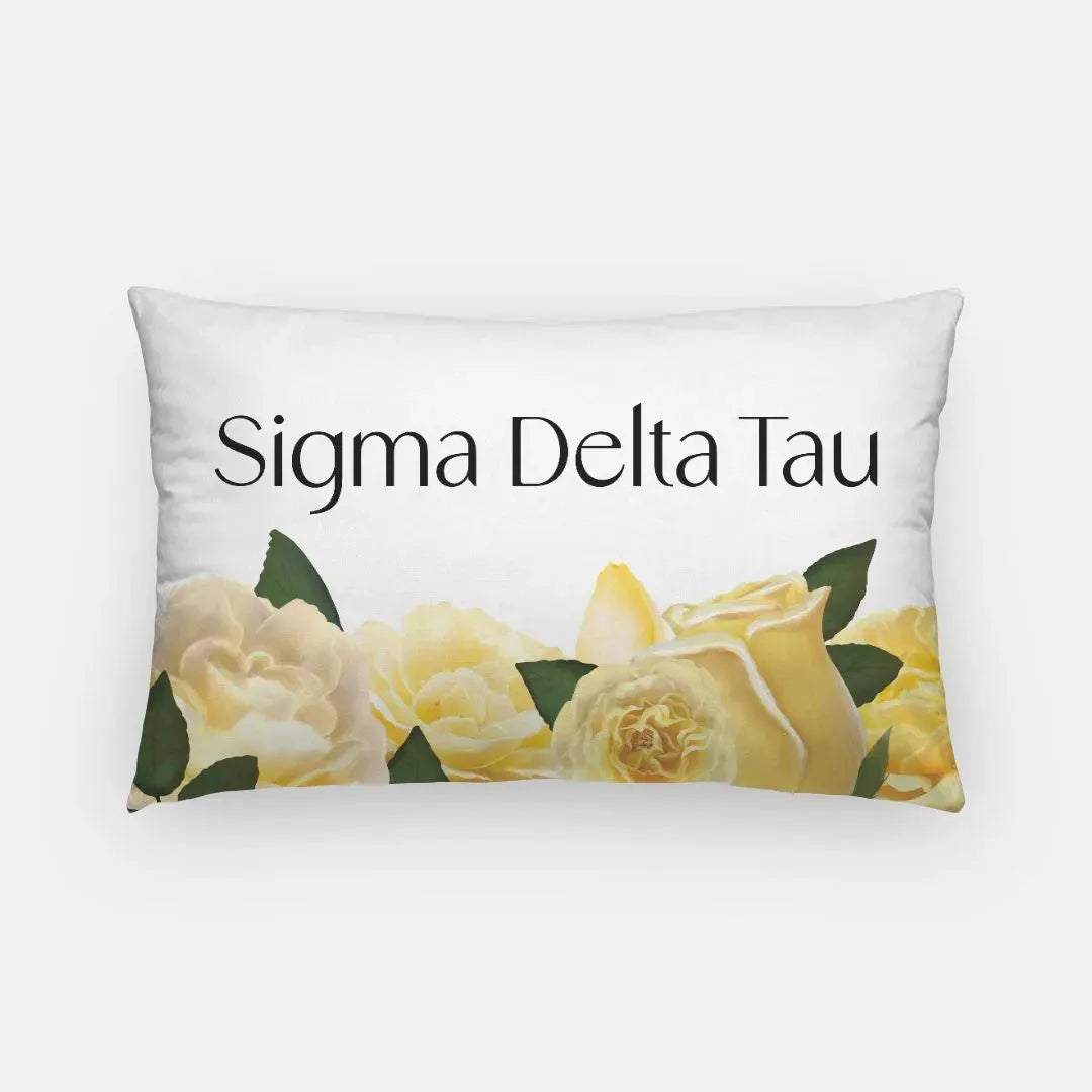 Sigma Delta Tau Lumbar Throw Pillow Cover - Yellow Roses Pillow Covers