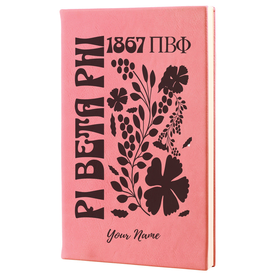 Pi Beta Phi Personalized Leatherette Notebook - Retro Floral | Pi Phi