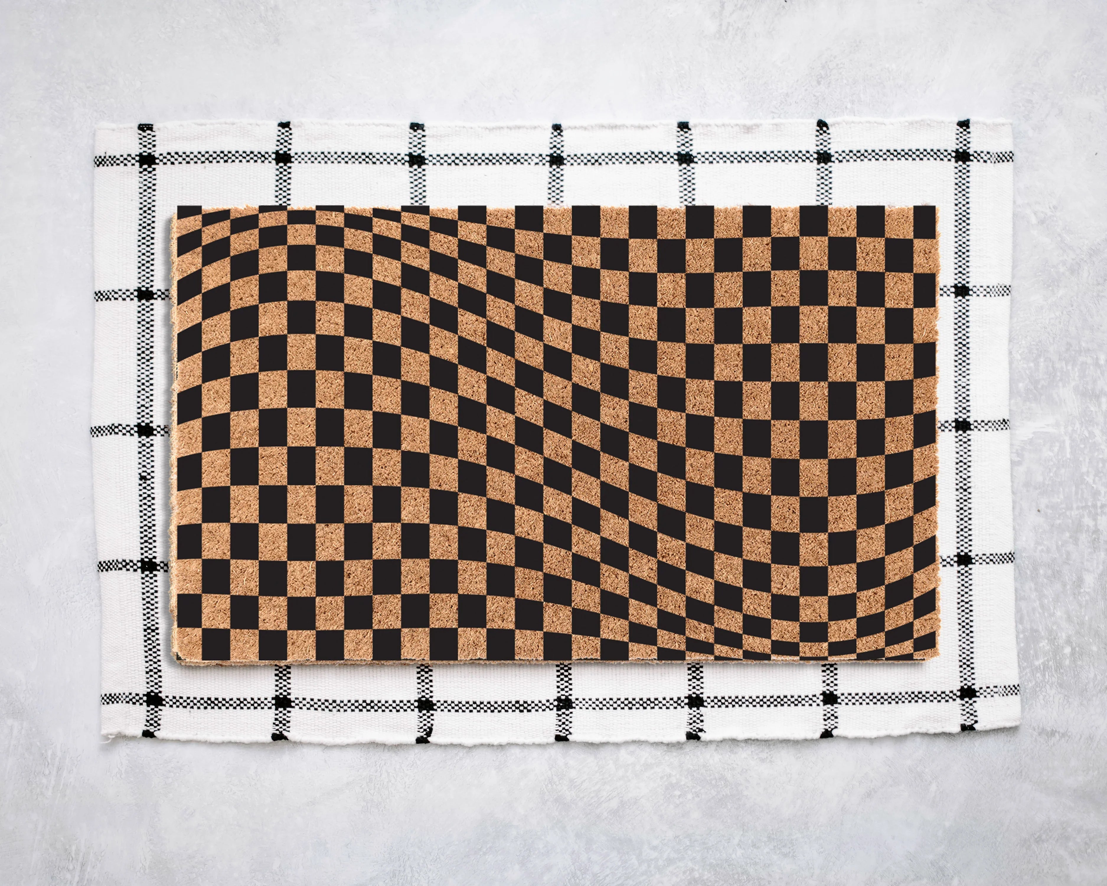 Geo Check Wave Coir Doormat Door Mats