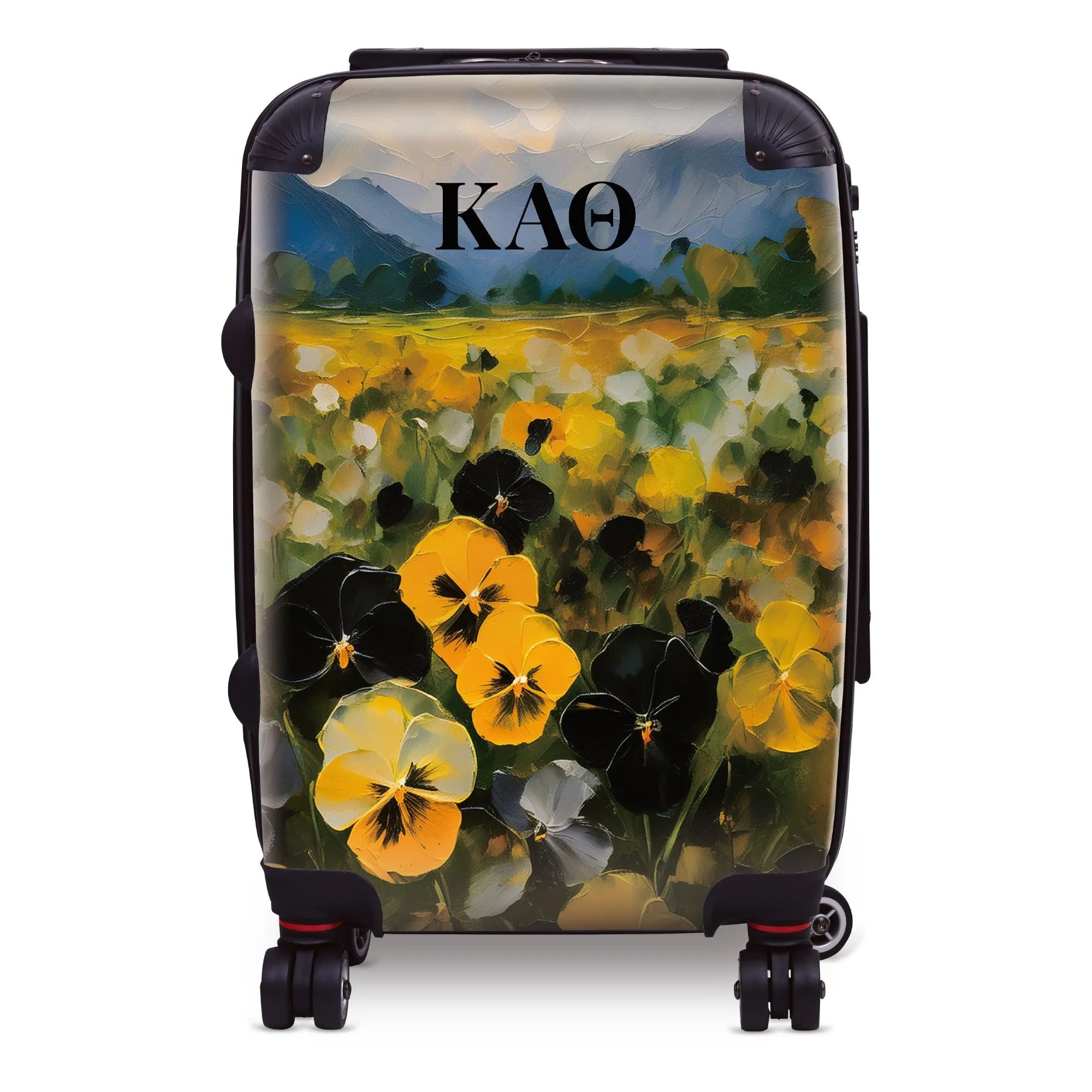 Kappa Alpha Theta 20" Carry-on Suitcase Luggage - Bold Pansies