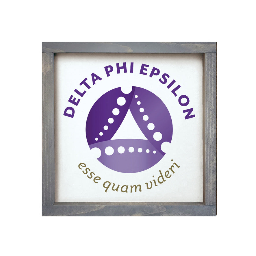 Delta Phi Epsilon 12x12 Wood Framed Sign | Custom DPHIE Dorm Decor