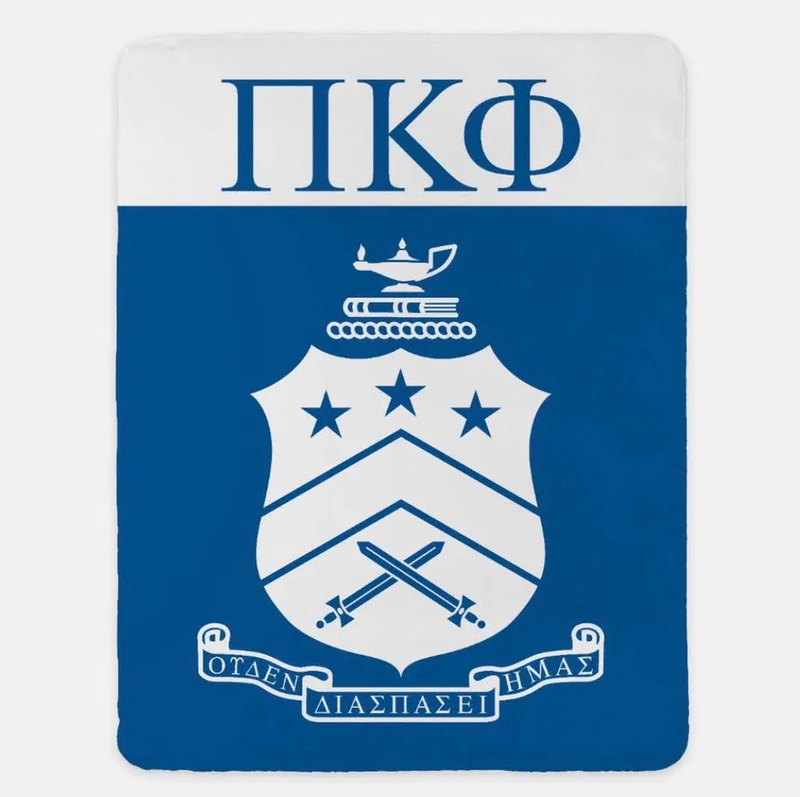 Pi Kappa Phi XL 60x80 Blanket - Coat of Arms Wide Band Blue Throw Blankets