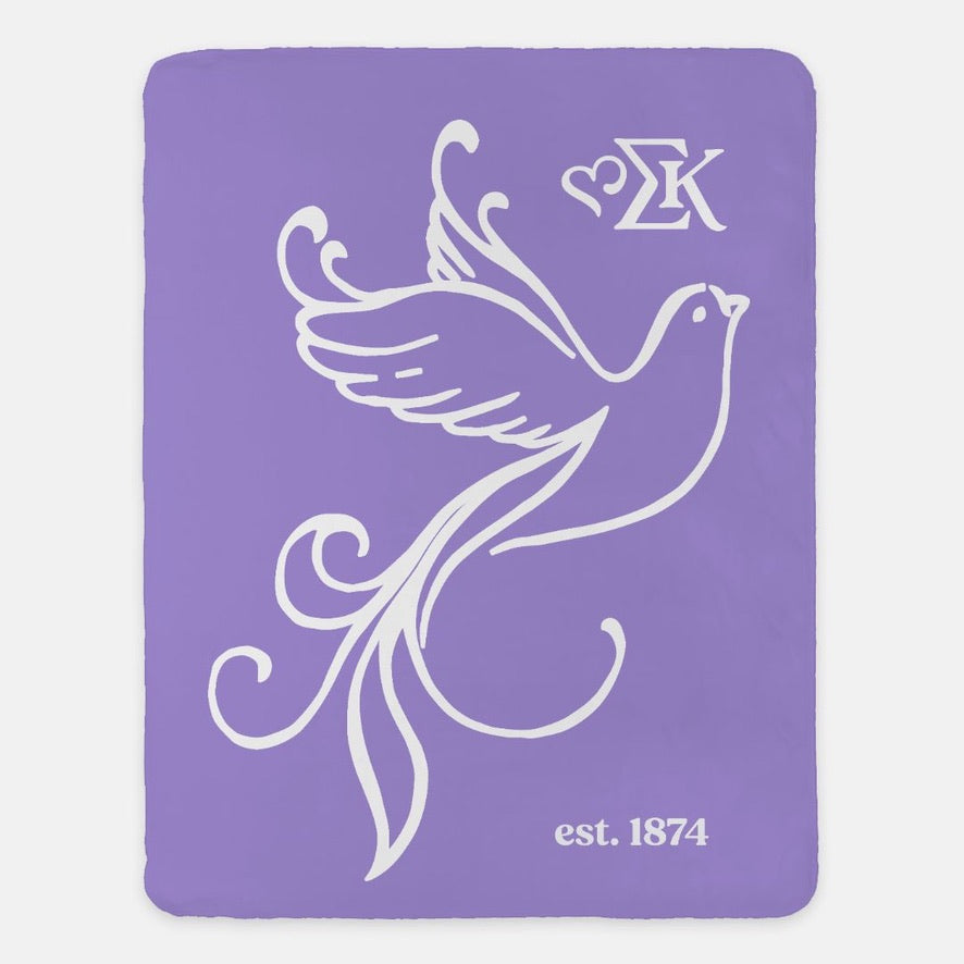 Sigma Kappa Sherpa Blanket XL 60x80 Doves | Custom Sig Kap Gifts