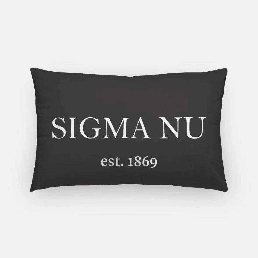 Sigma Nu Lumbar Pillow Cover - Traditional 1869 Black White Pillow Covers