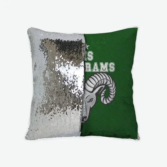PHS Lady Rams Sequin Pillow Cover Green Silver Pillow Covers