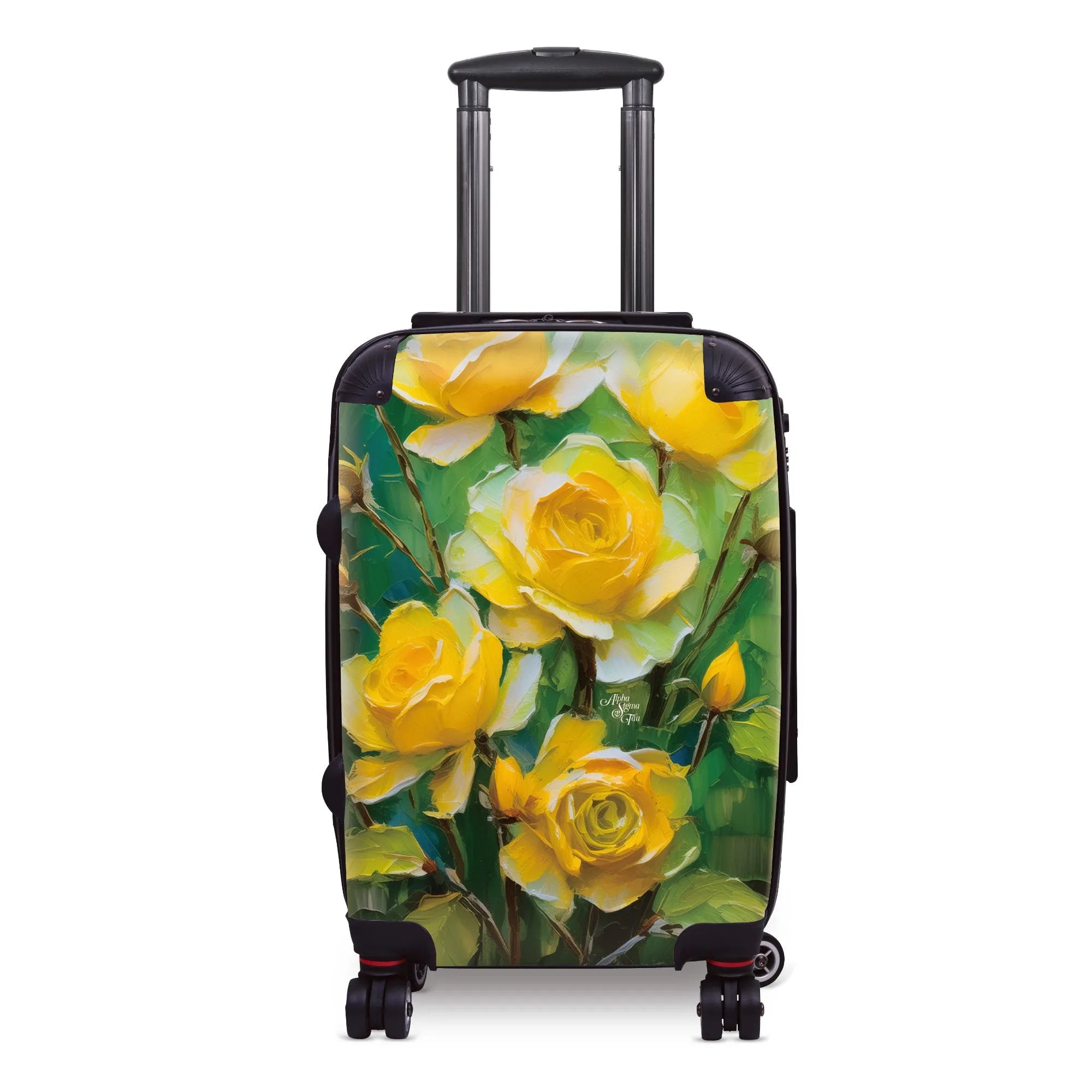 Alpha Sigma Tau 20" Carry-on Suitcase - Bold Yellow Roses | Gifts