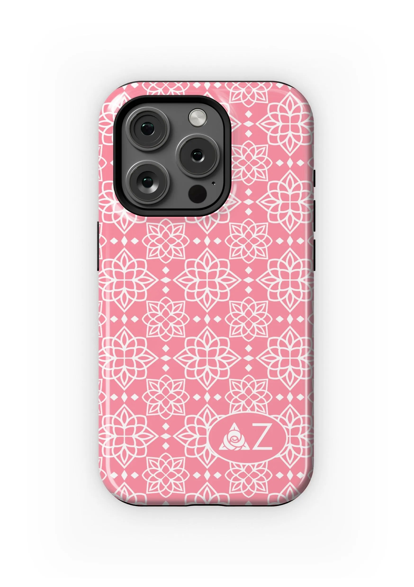 Delta Zeta iPhone 16, 15, 14 Mobile Phone Case - Pink Ornate | DZ Gift