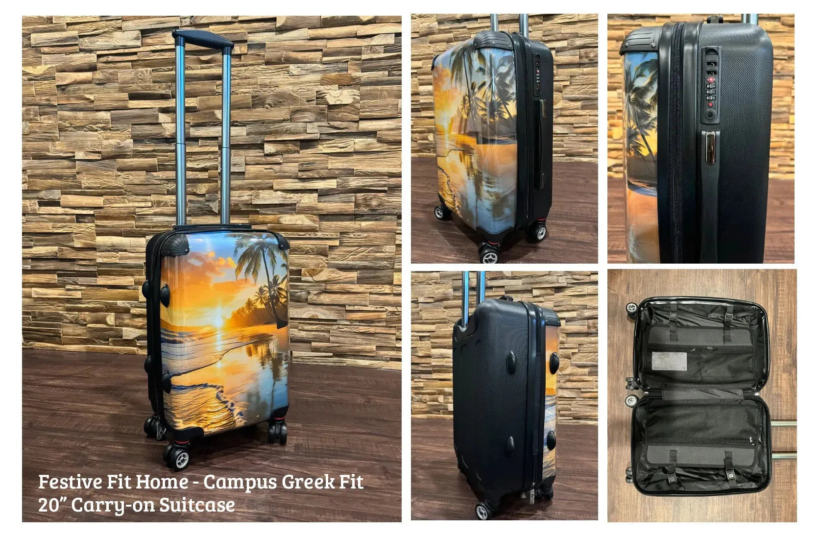 Gamma Phi Beta 20" Carry-on Suitcase Luggage - Geo Petals Suitcases