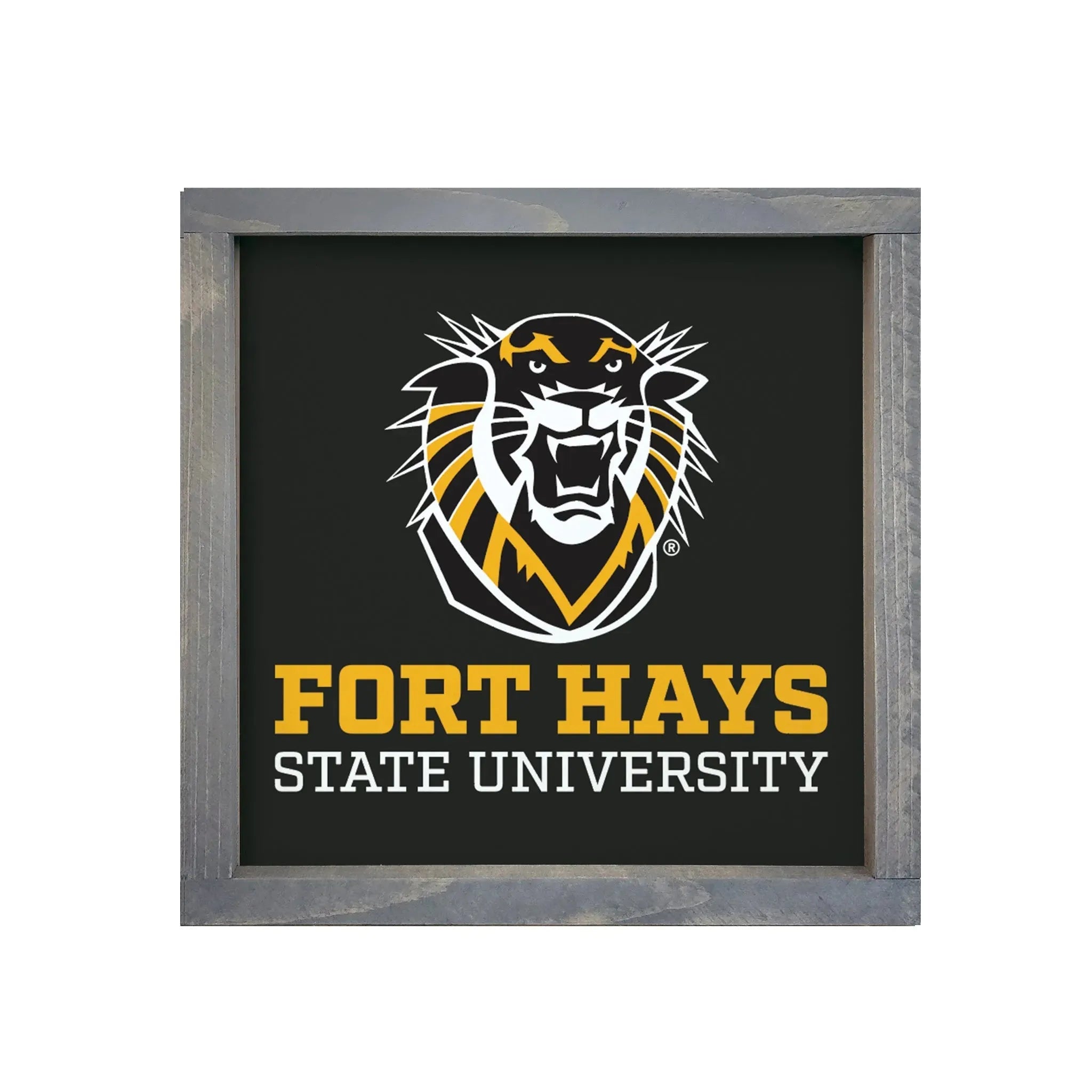 Fort Hays State University 12x12 Traditional Wood Framed Sign Black Weathered Gray Wall Art & Signs