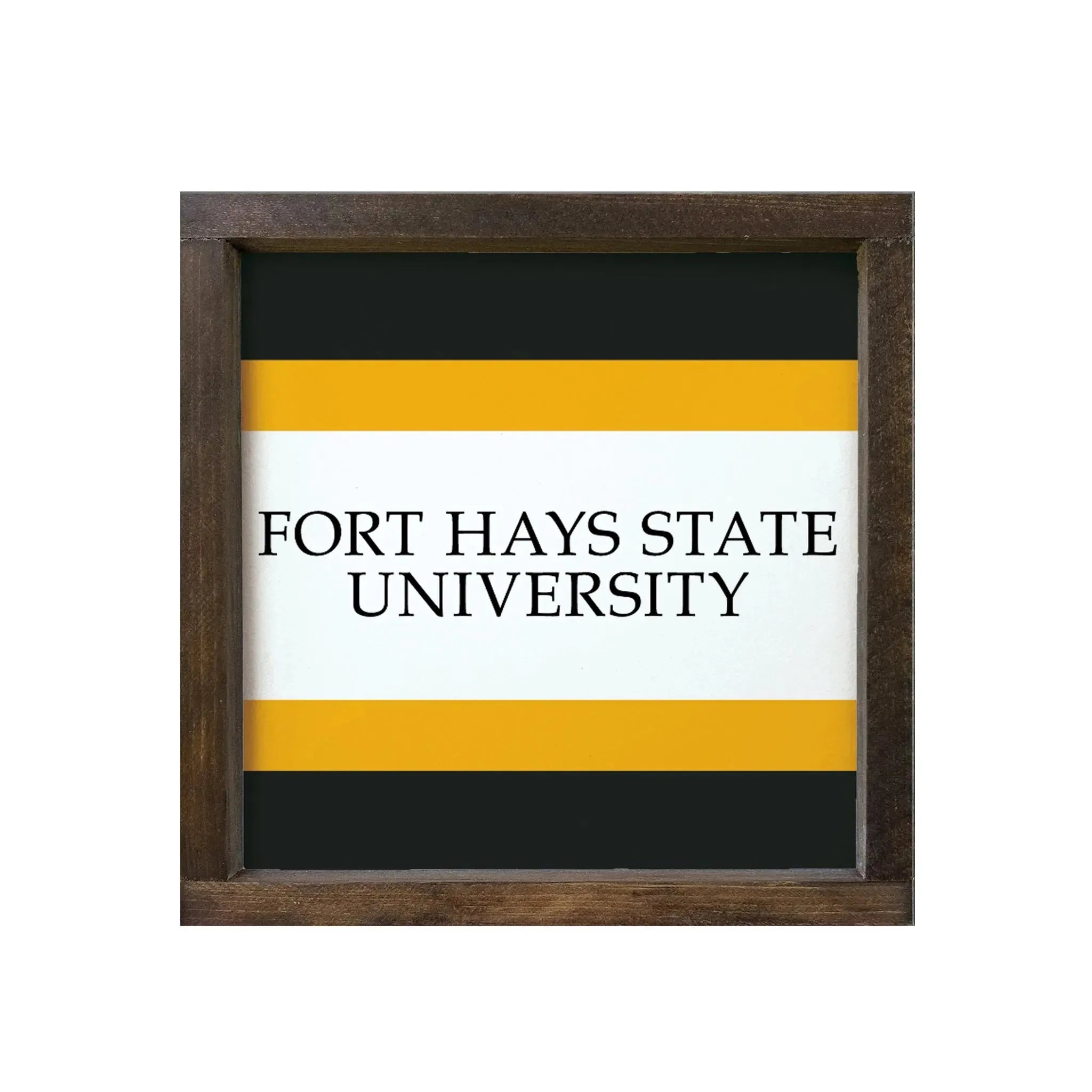 Fort Hays State University 12x12 Wood Framed Sign - Stripes Walnut Stain Wall Art & Signs