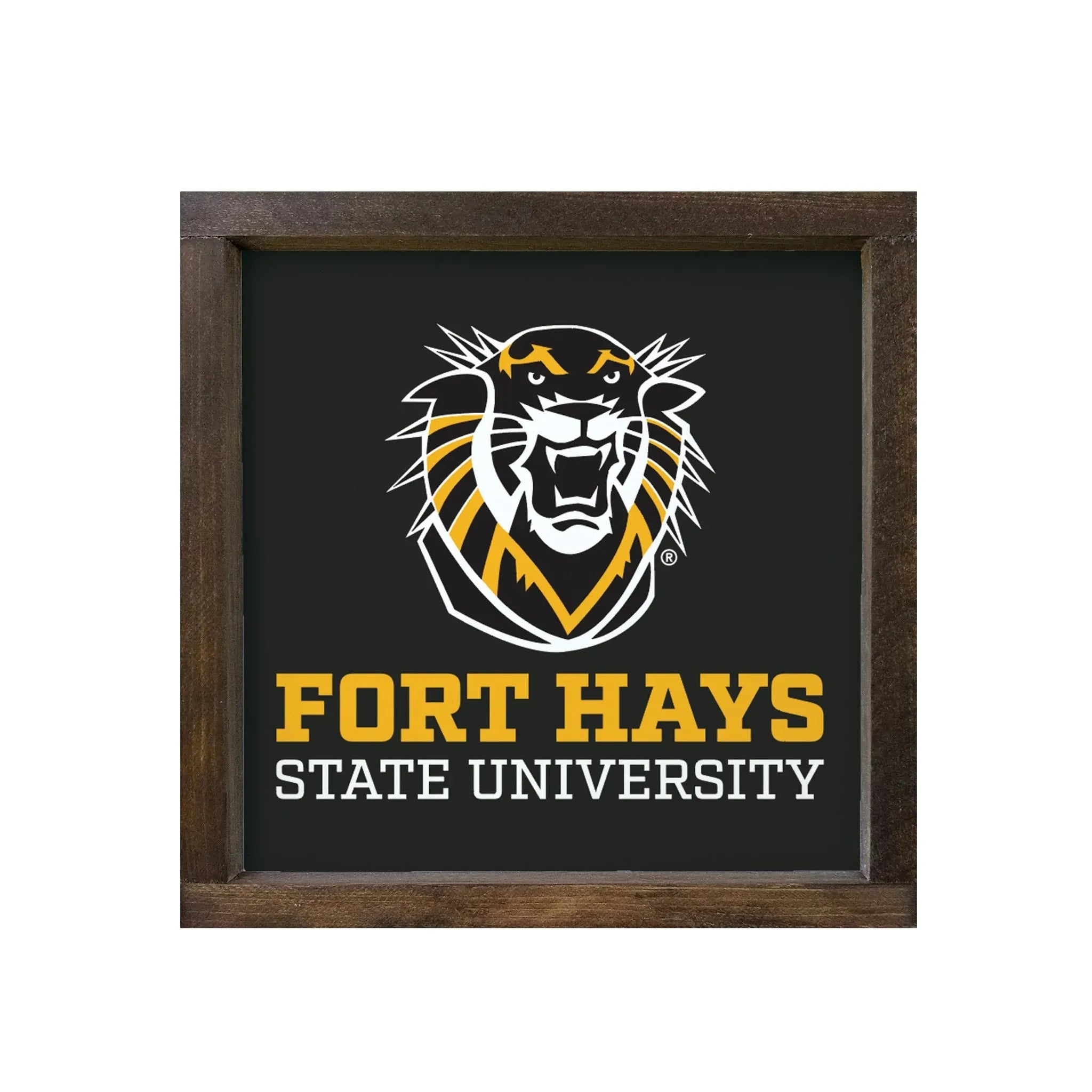 Fort Hays State University 12x12 Traditional Wood Framed Sign Black Walnut Stain Wall Art & Signs