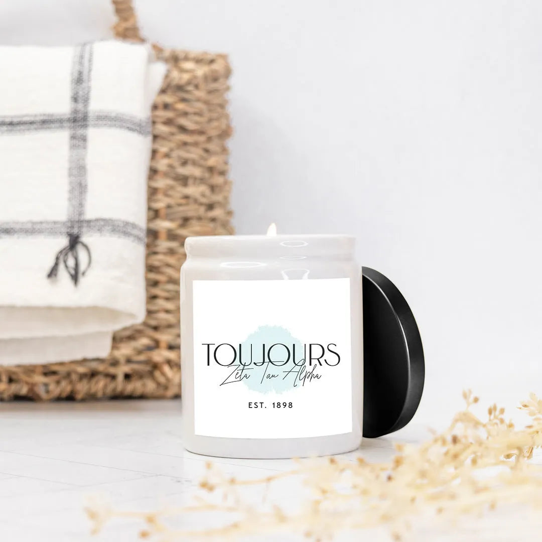 Forever "Toujours" Zeta Tau Alpha Candle Ceramic 8oz | Custom Gifts and Decor | Official Merchandise | Festive Fit Home