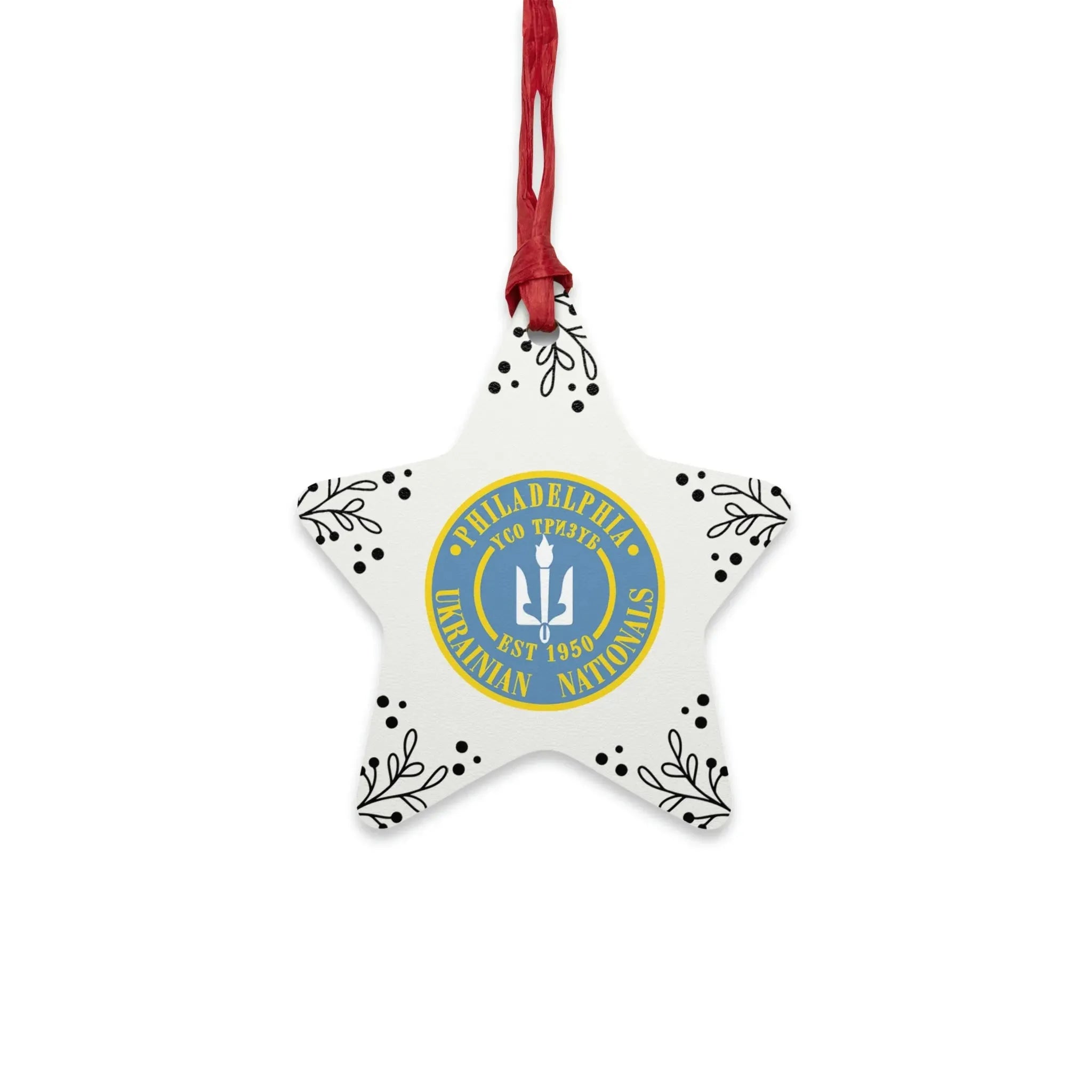 Philadelphia Ukrainian Nationals Wood Christmas Ornaments - Star Holiday Ornaments