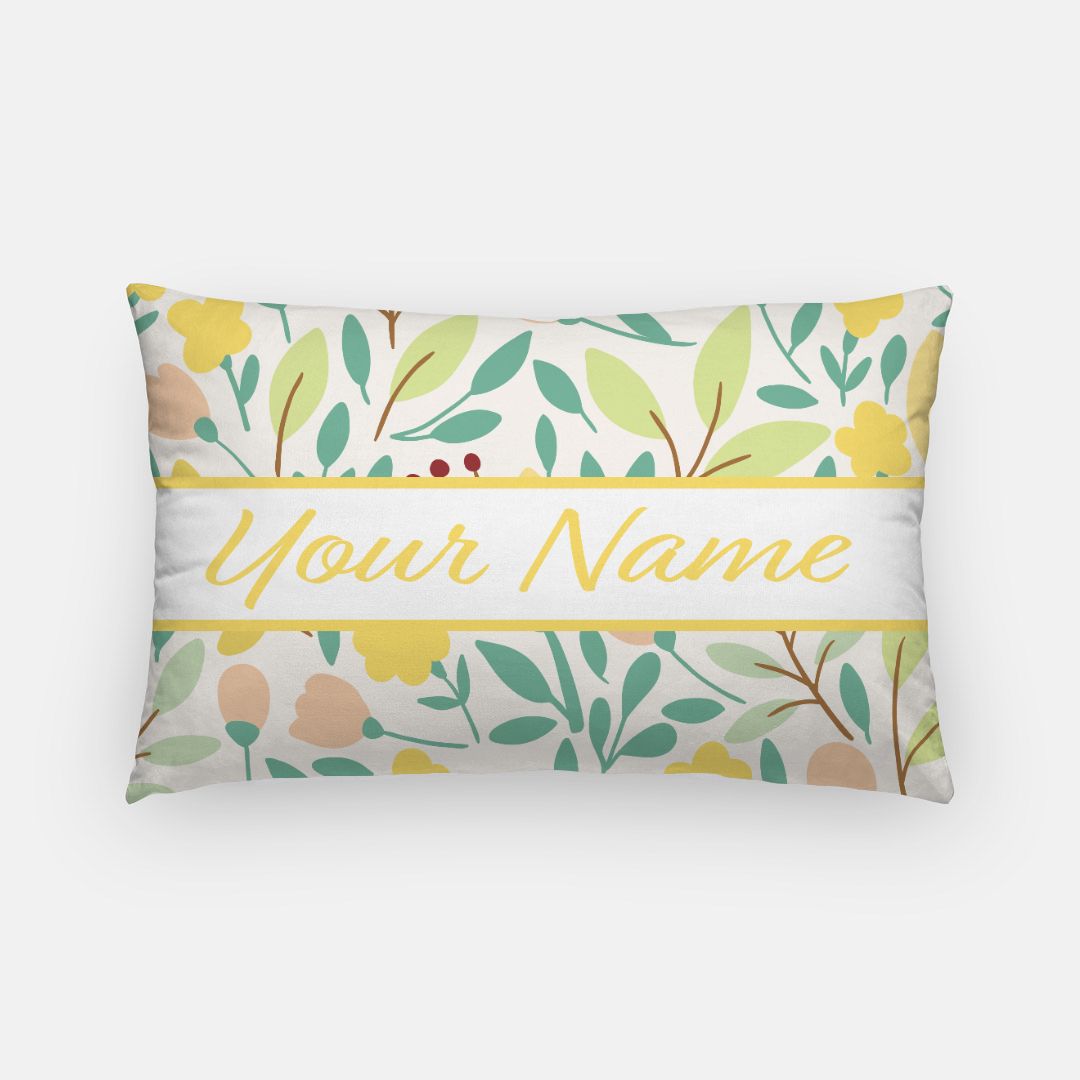 Personalized Flat Leaf Floral Lumbar Pillow Cover