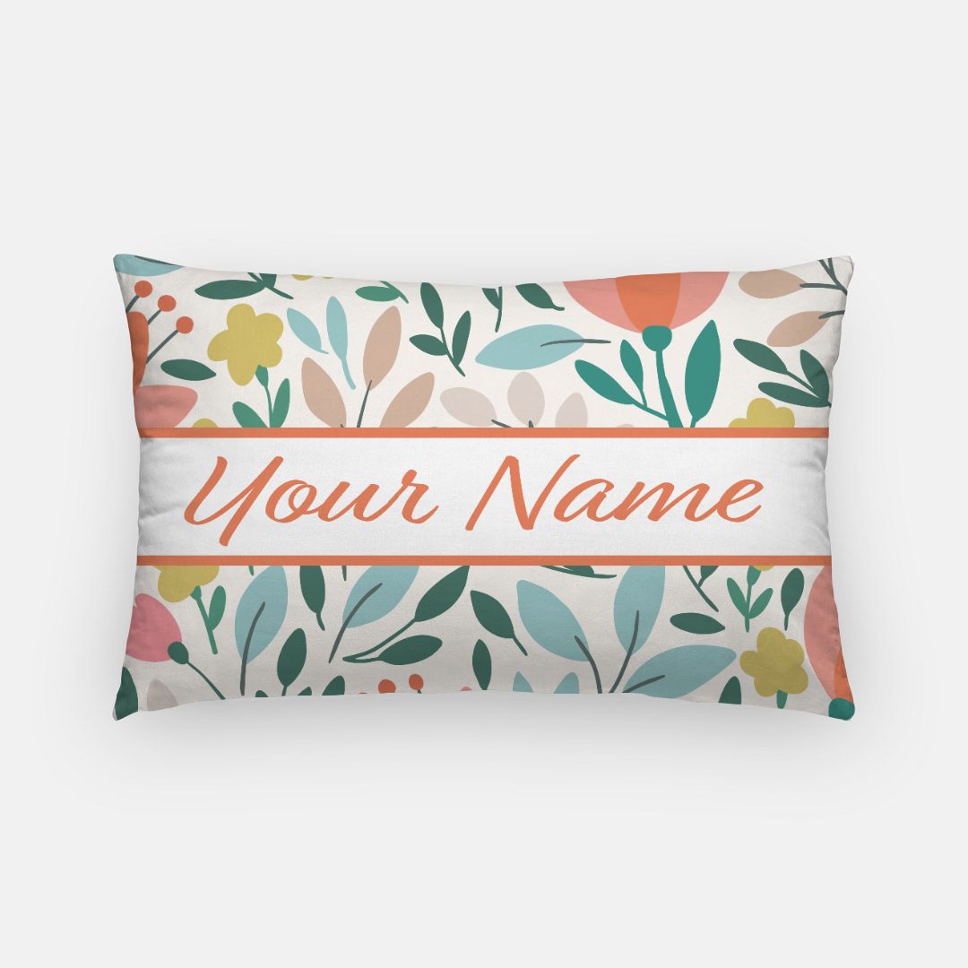 Personalized Flat Leaf Floral Lumbar Pillow Cover