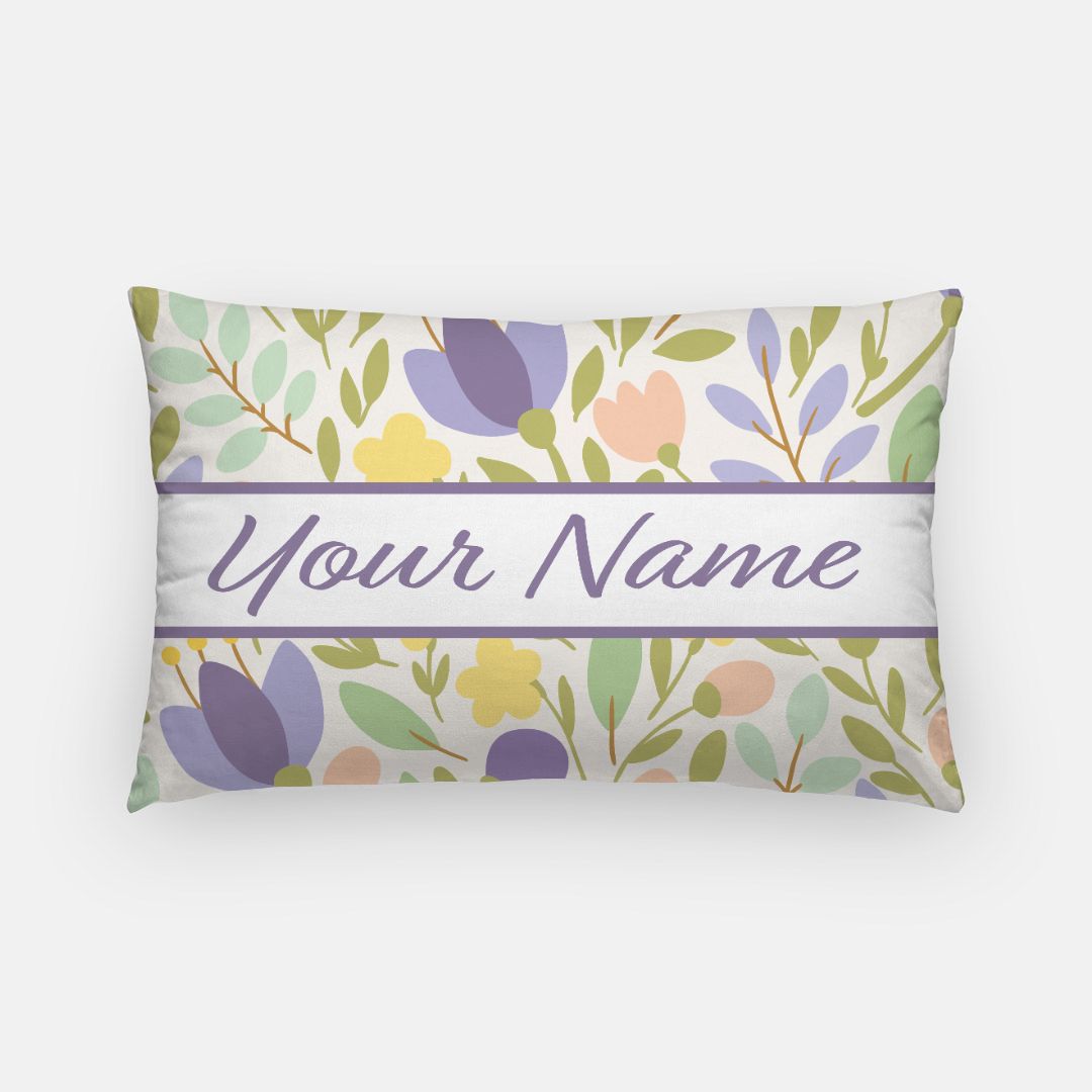 Personalized Flat Leaf Floral Lumbar Pillow Cover