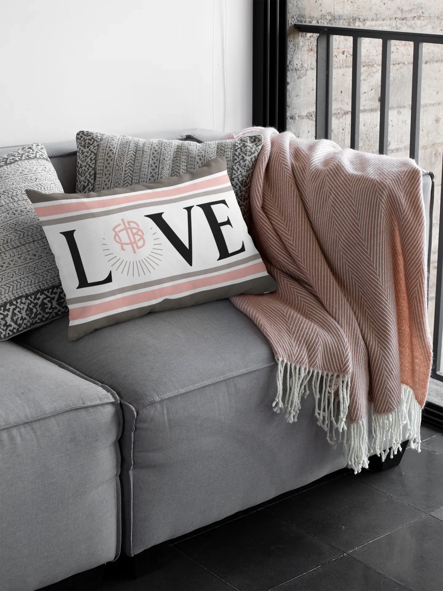 Gamma Phi Beta "LOVE" Lumbar Throw Pillow Cover Pillow Covers