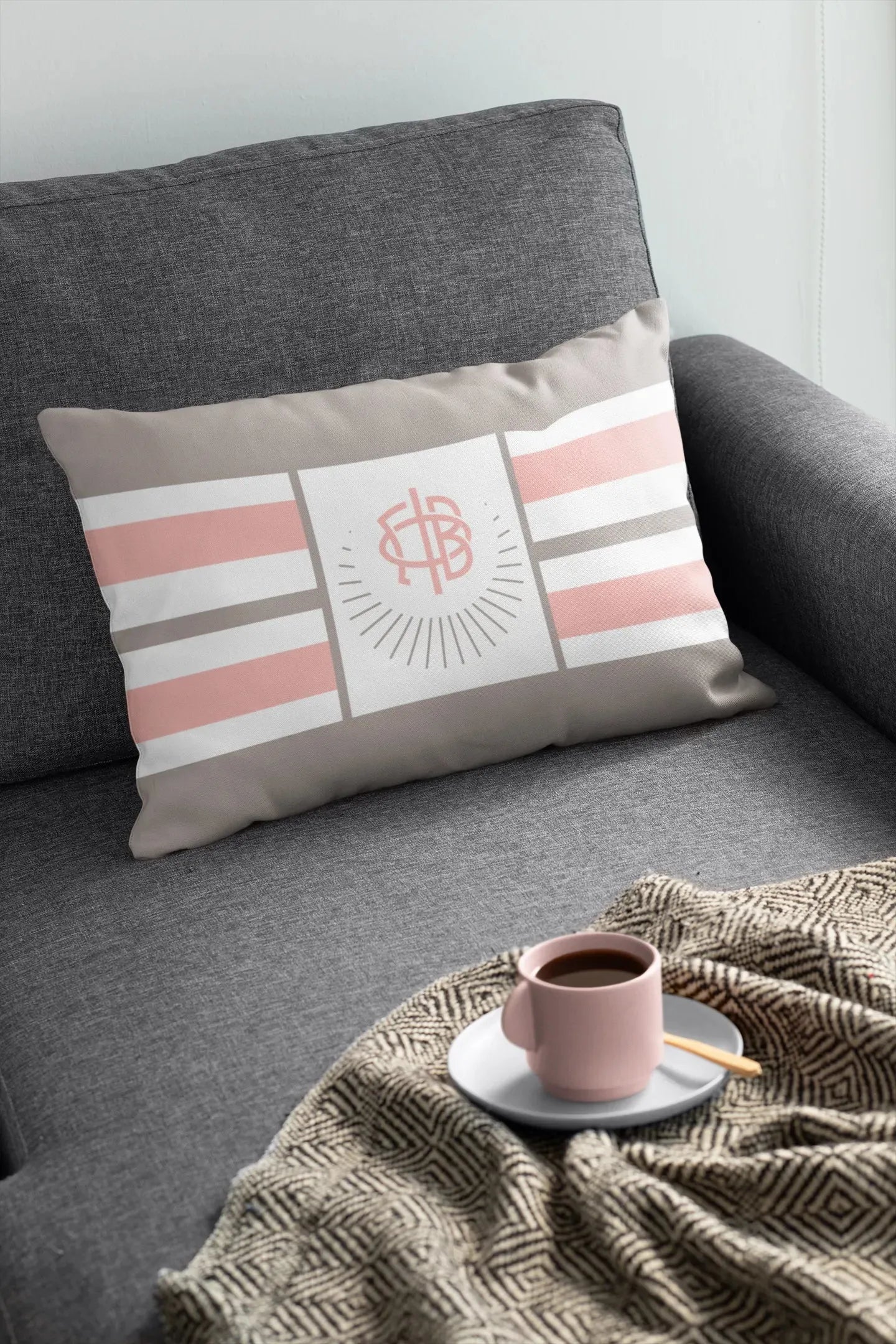 Gamma Phi Beta Striped Lumbar Pillow Cover - Crescent Pillow Covers