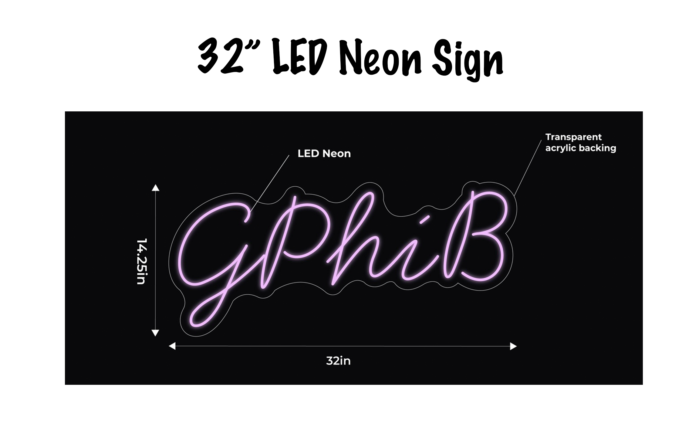 GPhiB LED Neon Script Sign w/ Dimmer Neon Signs