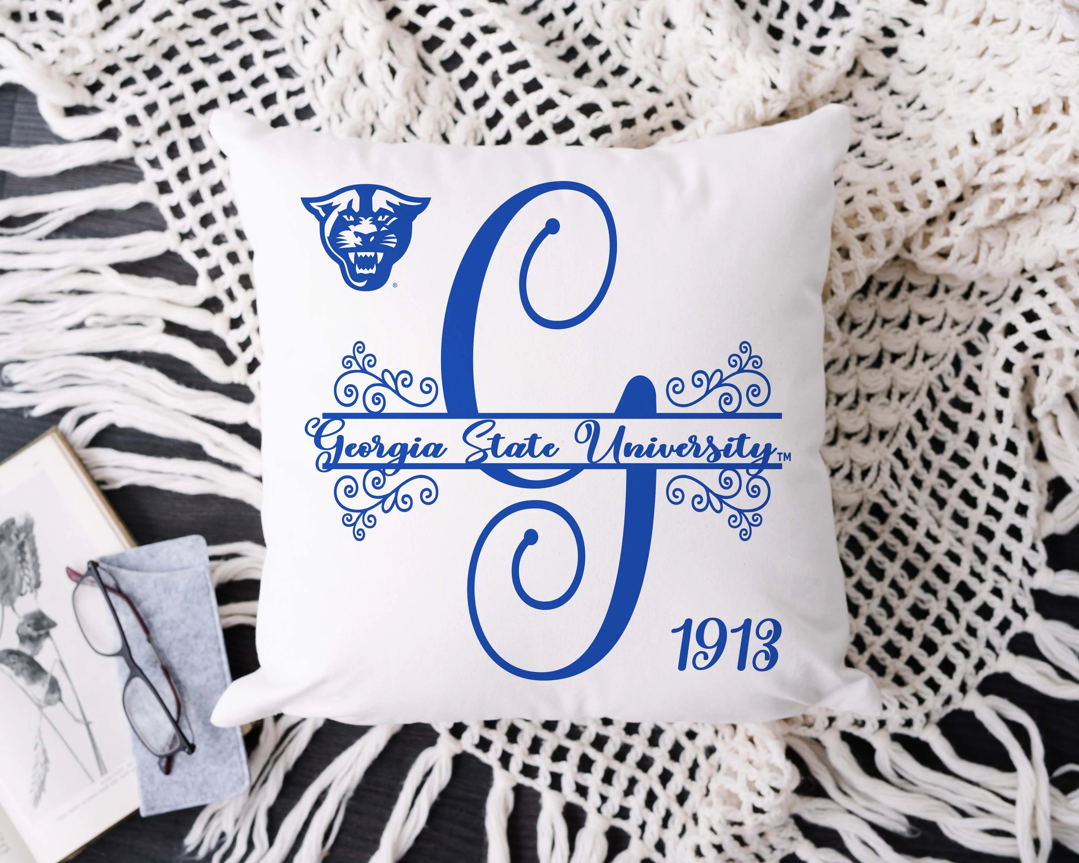 Georgia State University Monogram Pillow Cover 18" | Gifts and Decor | Official Merchandise | Festive Fit Home