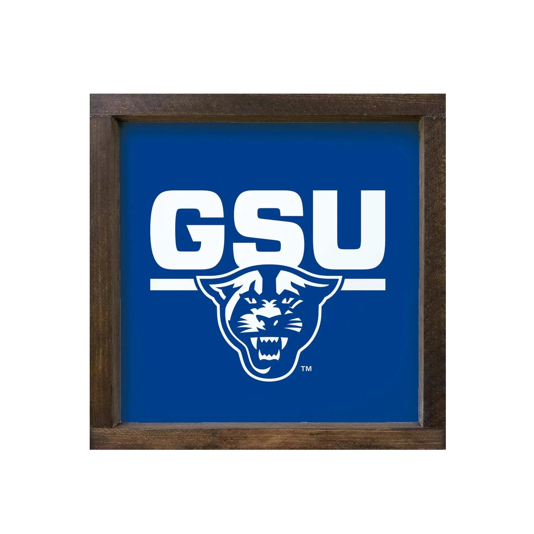 GSU 12x12 Wood Framed Sign - Blue Walnut Stain Wall Art & Signs