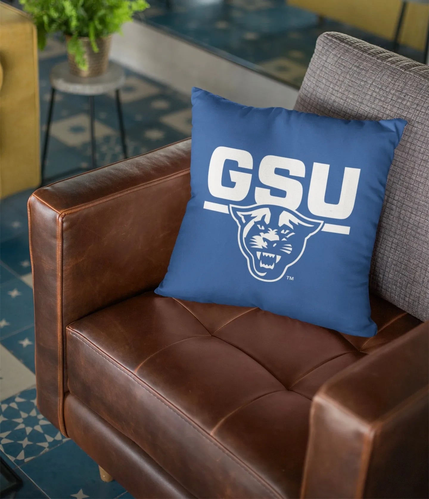 GSU Blue 18" Throw Pillow Cover | Custom Panthers Gifts | Dorm Decor