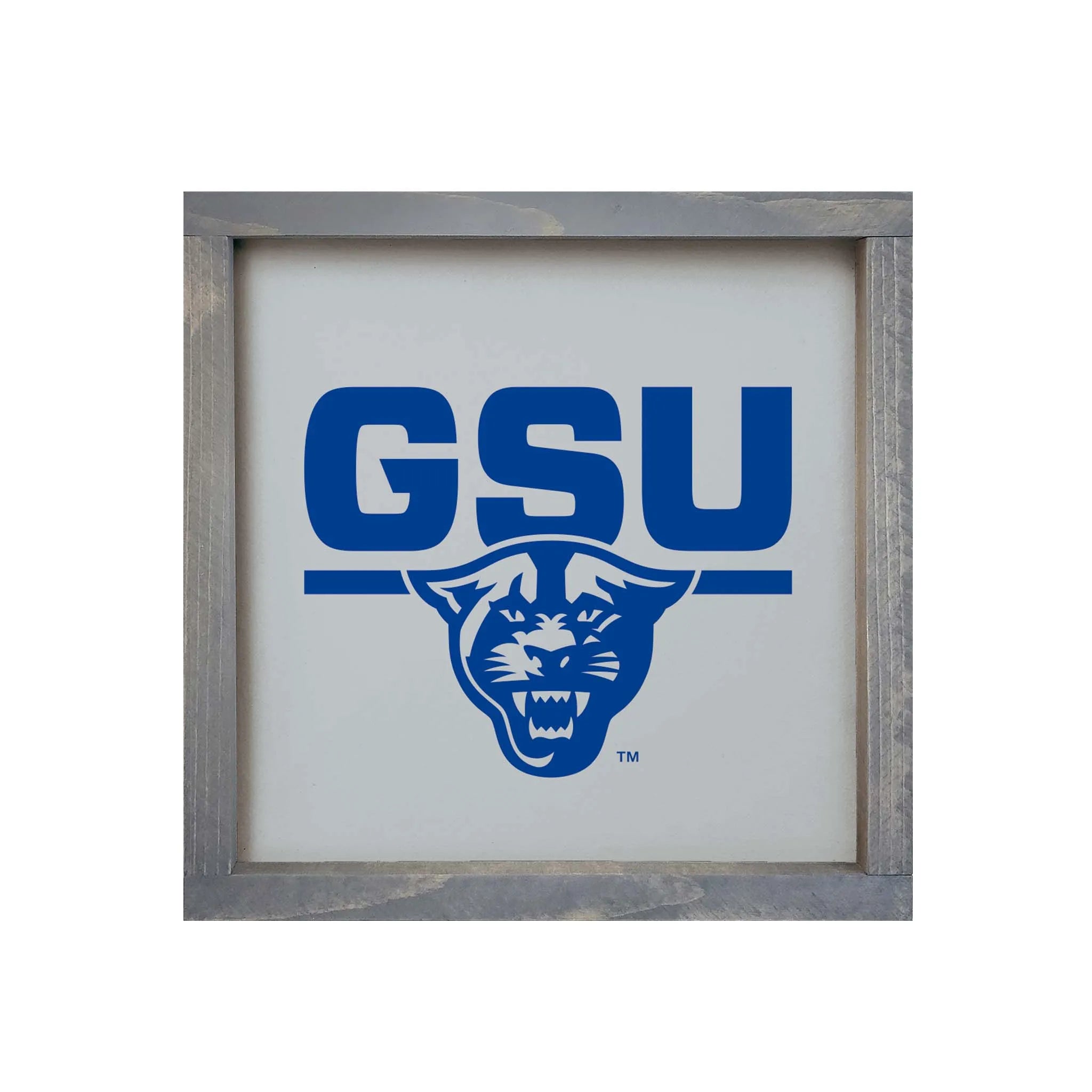 GSU 12x12 Wood Framed Sign - Gray | Custom Panthers Gifts &  Decor | Campus Greek Fit