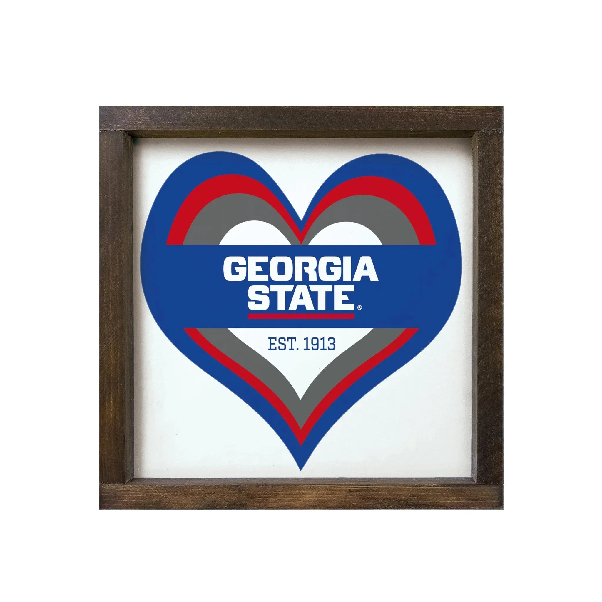 Georgia State 12x12 Wood Framed Sign - Heart Walnut Stain Wall Art & Signs