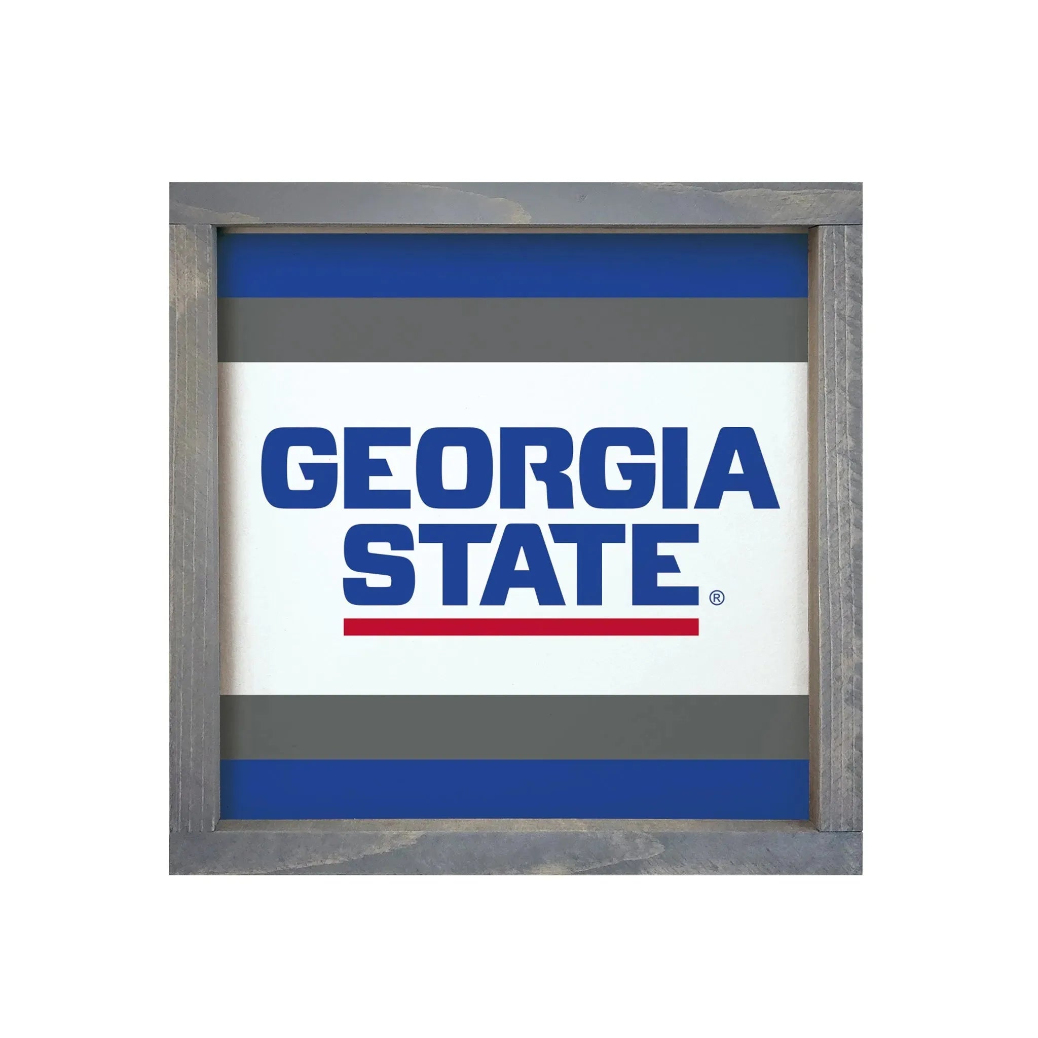 Georgia State University 12x12 Wood Framed Sign - Stripes Weathered Gray Wall Art & Signs