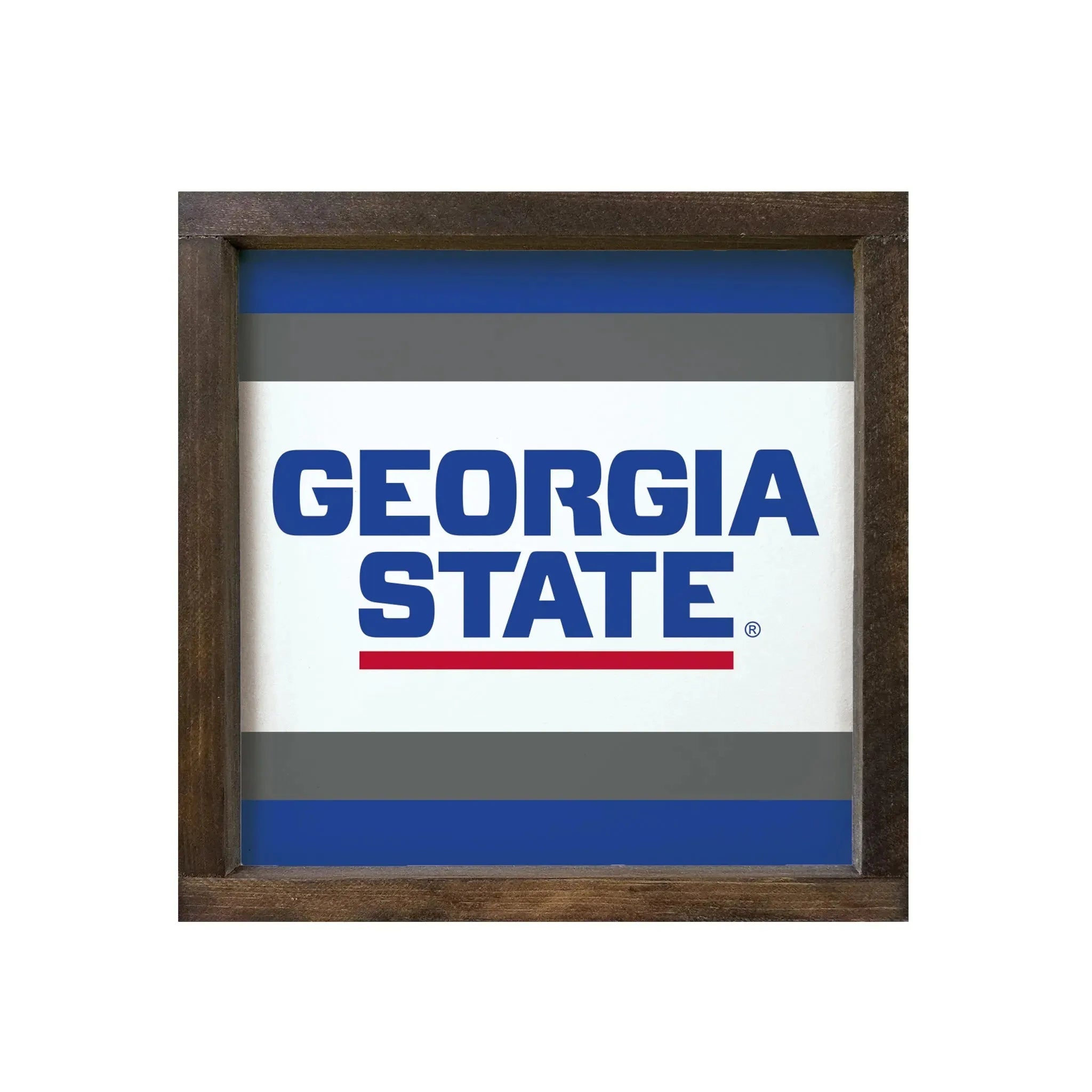 Georgia State University 12x12 Wood Framed Sign - Stripes Walnut Stain Wall Art & Signs