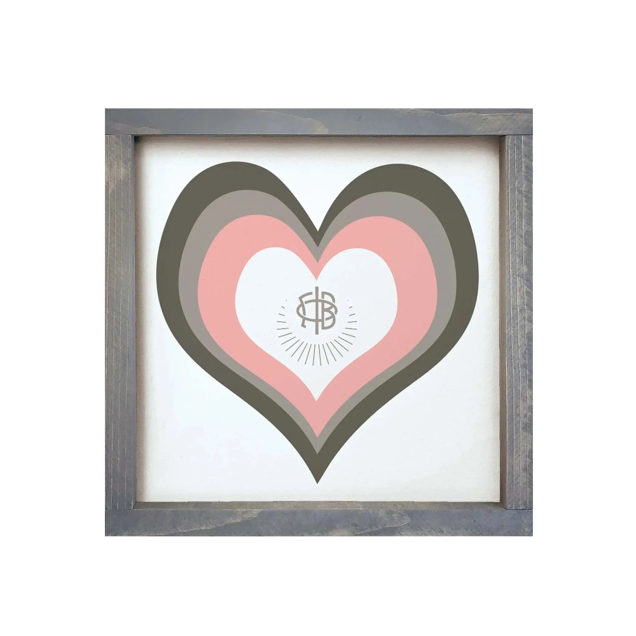 Gamma Phi Beta 12x12 Heart Wood Framed Sign Weathered Gray Wall Art & Signs