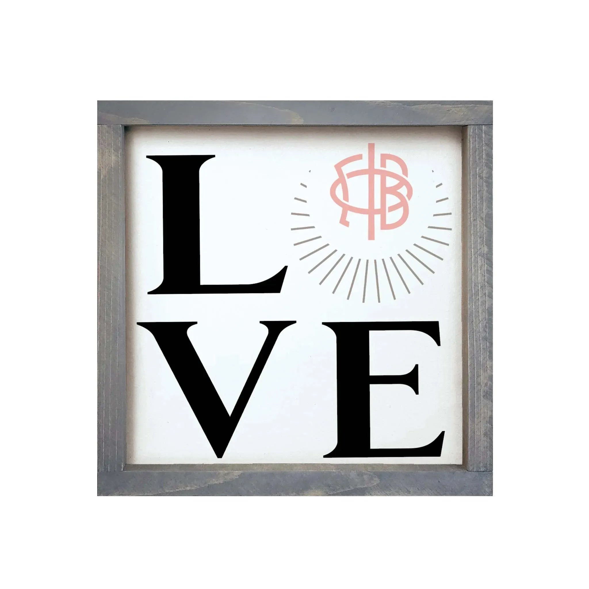 Gamma Phi Beta 12x12 "LOVE" Wood Framed Sign Weathered Gray Wall Art & Signs