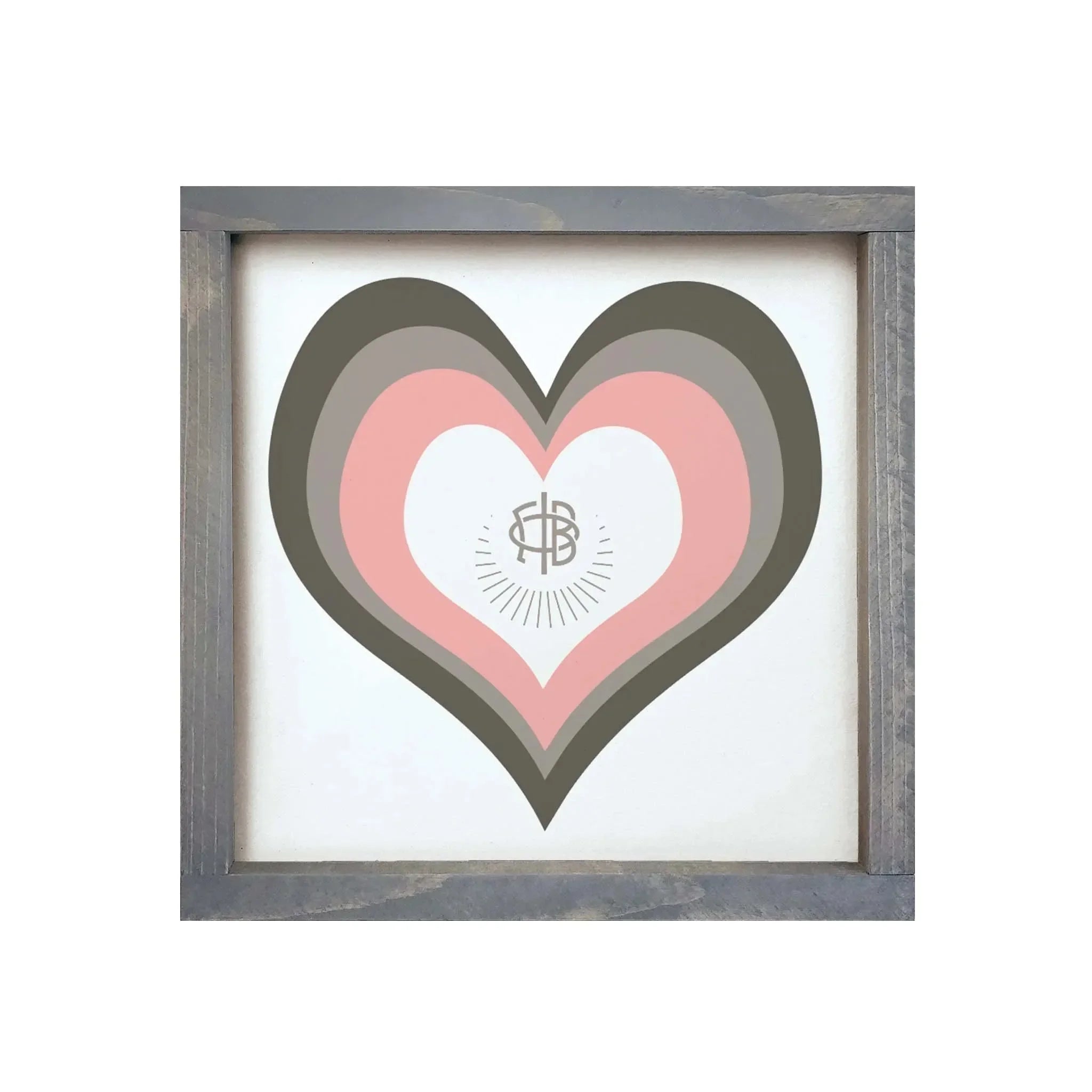 Gamma Phi Beta 12x12 Heart Wood Framed Sign Weathered Gray Wall Art & Signs